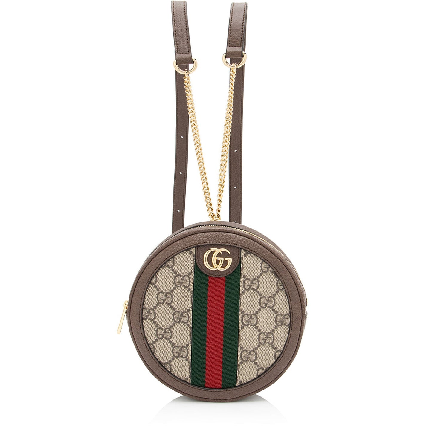 Gucci GG Supreme Ophidia Round Backpack Leather Canvas Nylon Brown Shoulder Bag