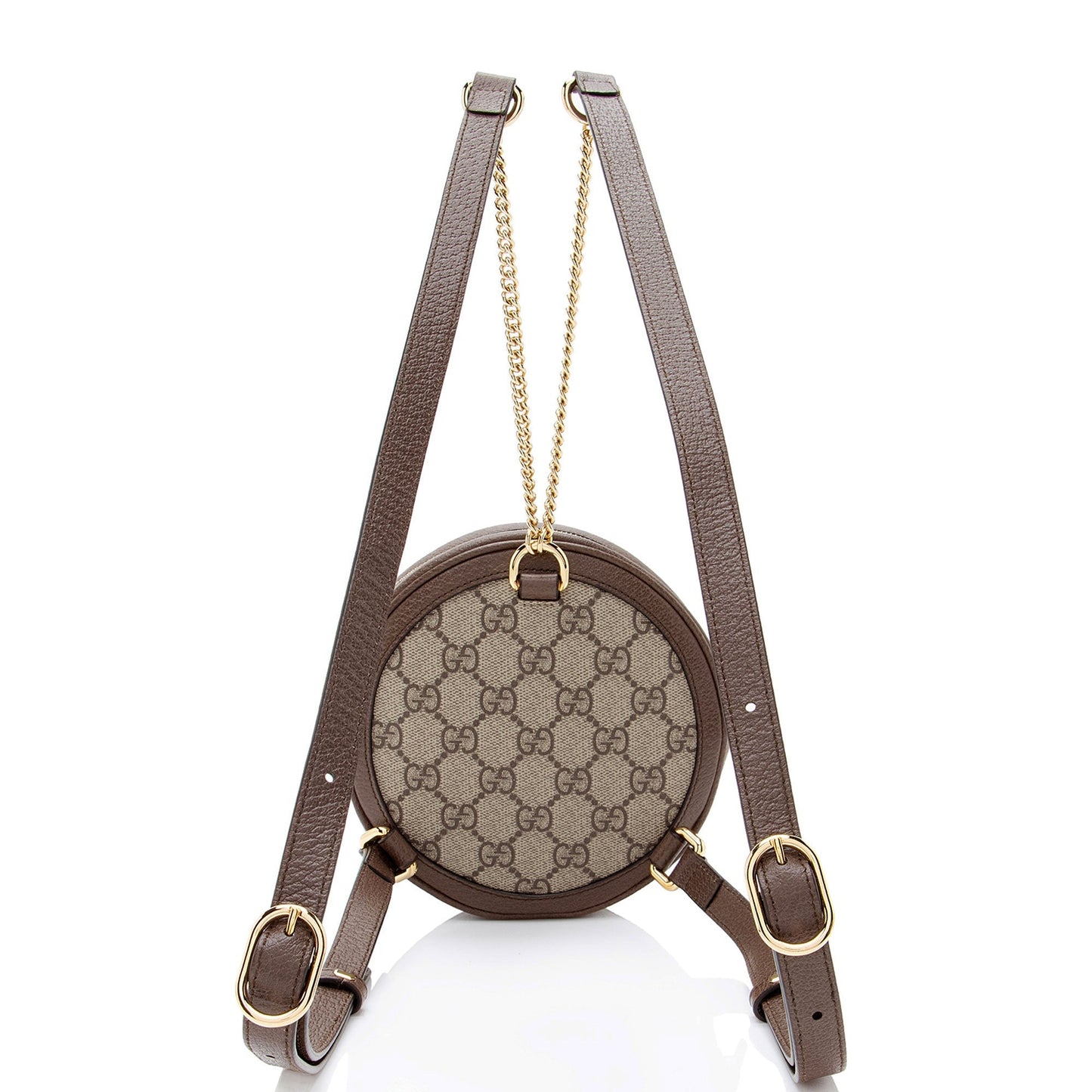 Gucci GG Supreme Ophidia Round Backpack Leather Canvas Nylon Brown Shoulder Bag Mini Backpack