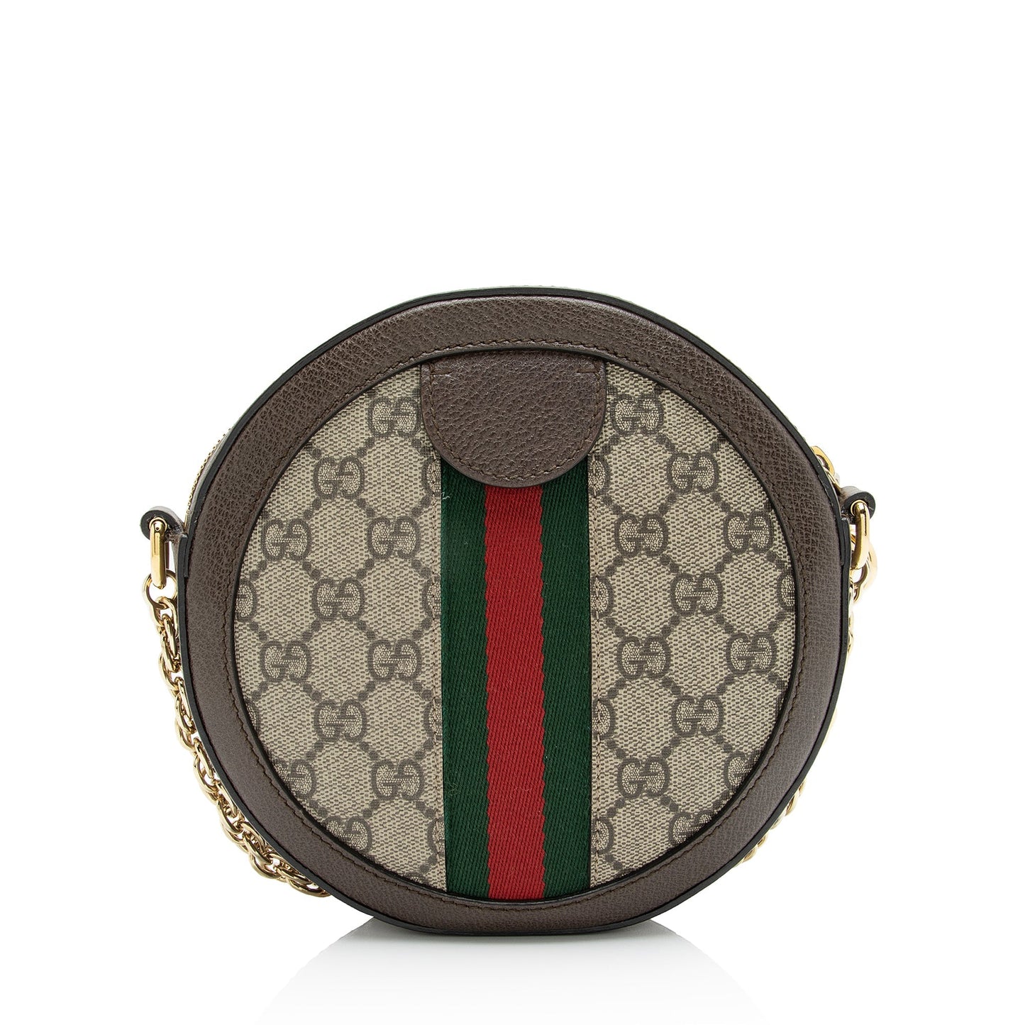 Gucci GG Supreme Ophidia Round SHF Leather Canvas Nylon Brown Crossbody Bag Bag Shf