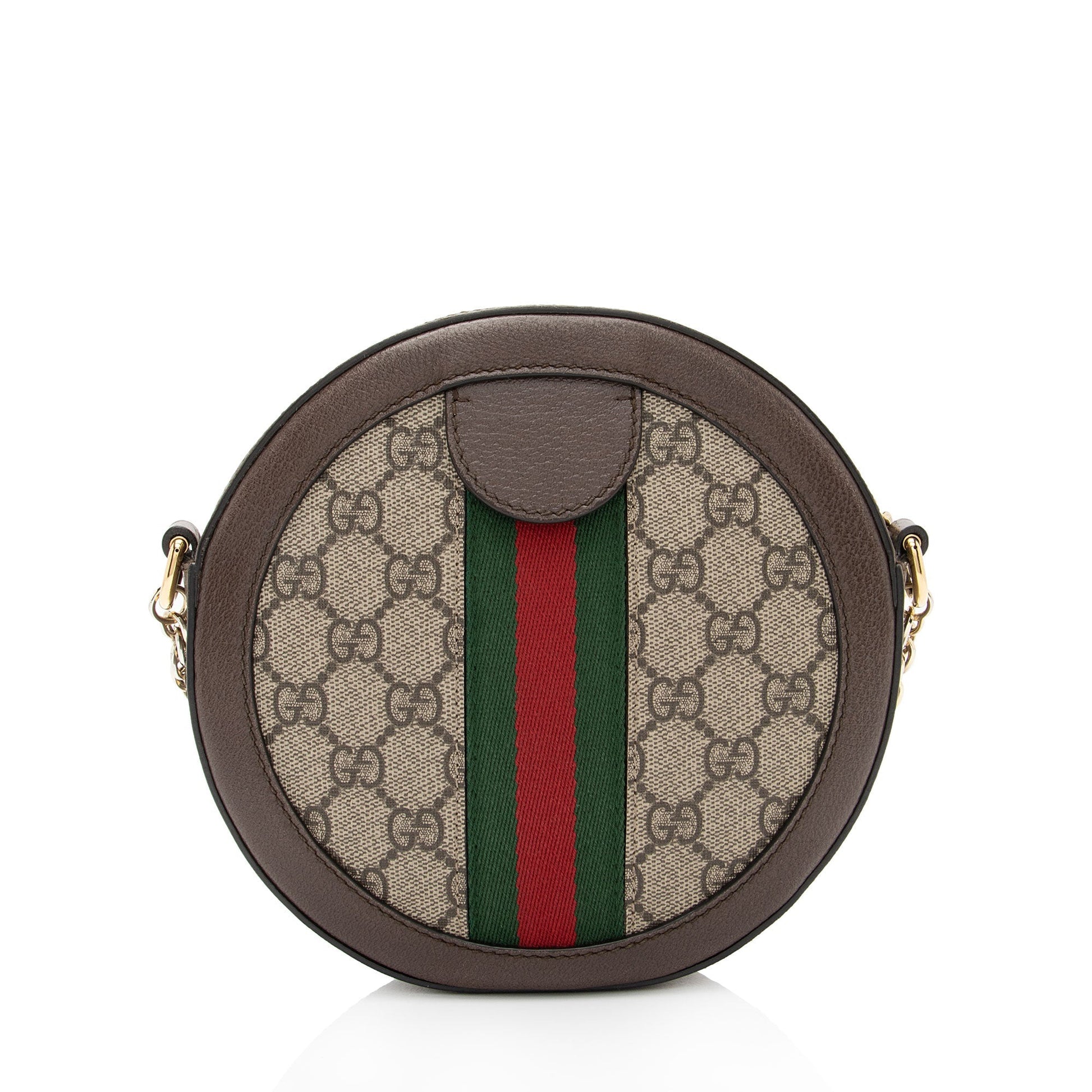 Gucci GG Supreme Ophidia Round SHF-qGCul6 Leather Canvas Nylon Brown Crossbody Bag