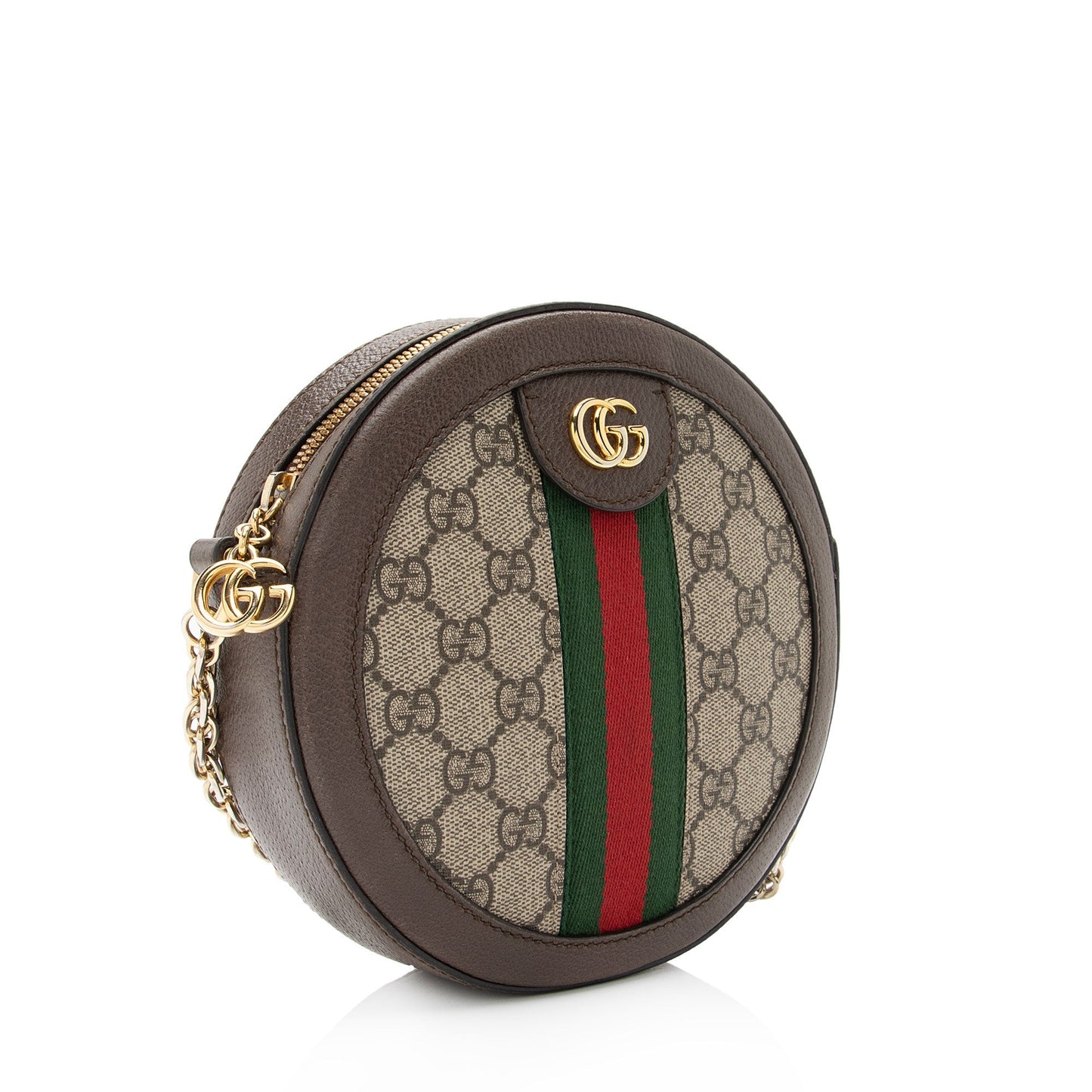 Gucci GG Supreme Ophidia Round SHF-qGCul6 Leather Canvas Nylon Brown Crossbody Bag