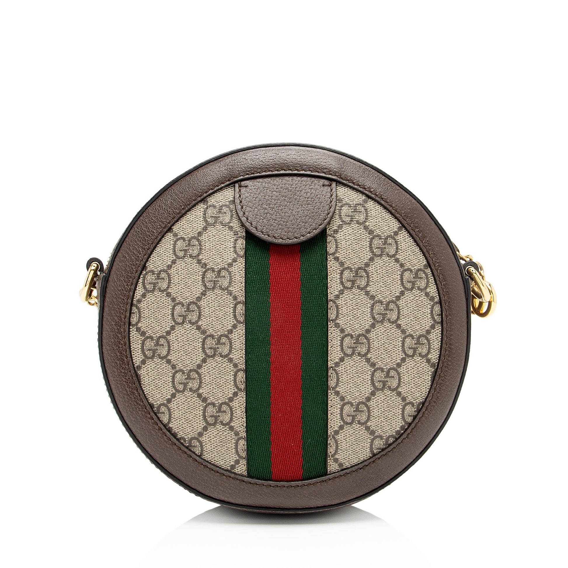 Gucci GG Supreme Ophidia Round SHF-8cDhBq Leather Canvas Nylon Brown Crossbody Bag