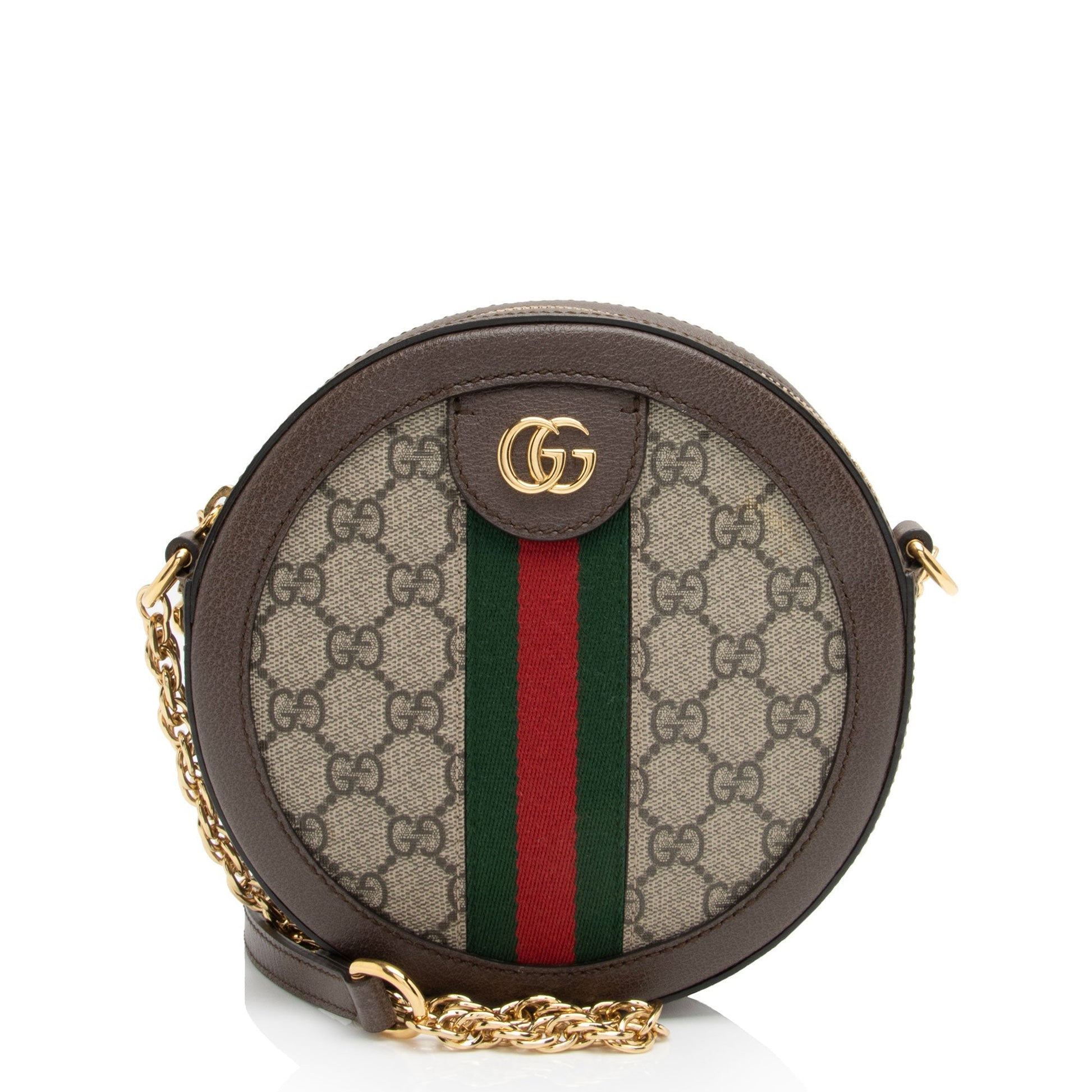 Gucci GG Supreme Ophidia Round SHF-nhYXSB Leather Canvas Nylon Brown Crossbody Bag