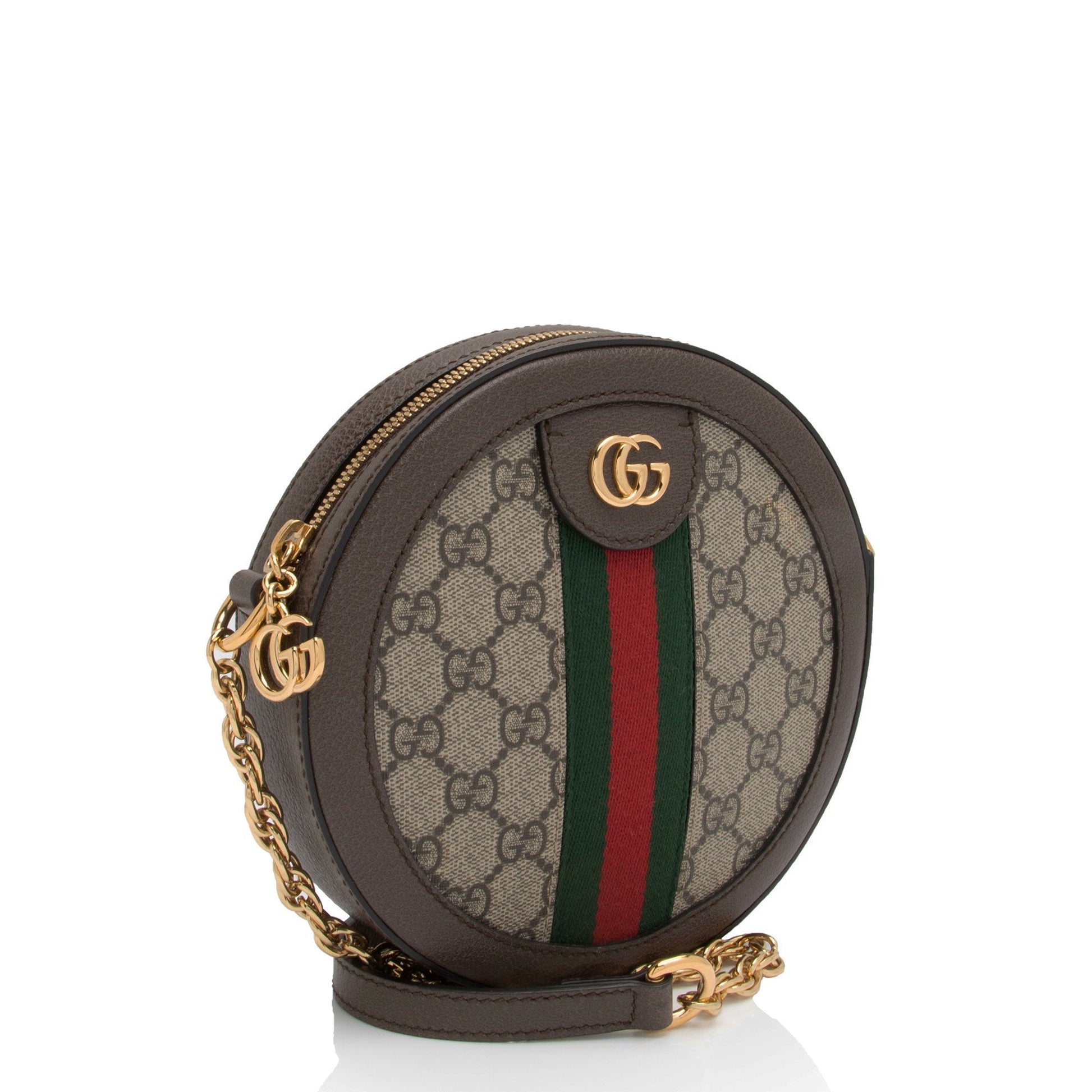 Gucci GG Supreme Ophidia Round SHF-nhYXSB Leather Canvas Nylon Brown Crossbody Bag