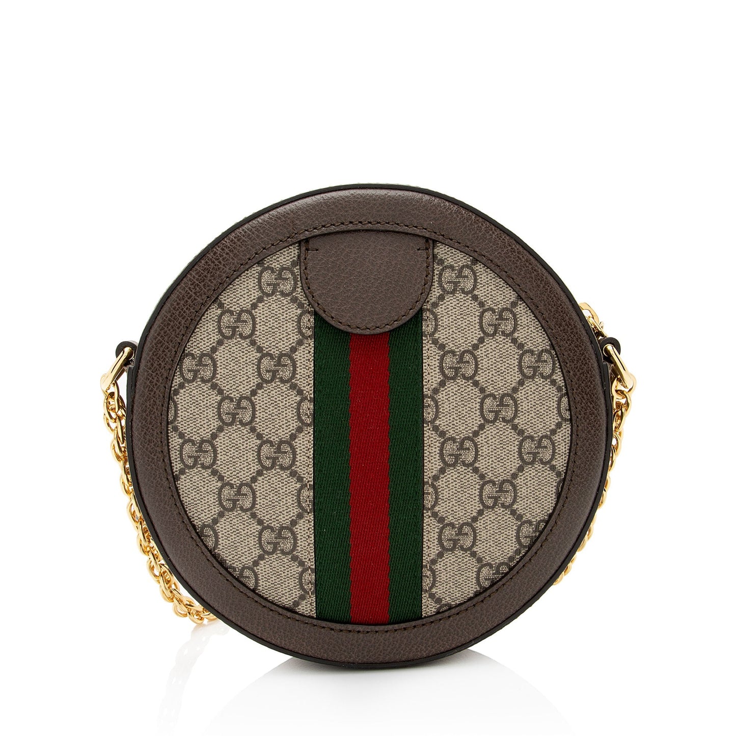 Gucci GG Supreme Ophidia Round SHF-99m356 Leather Canvas Nylon Brown Crossbody Bag