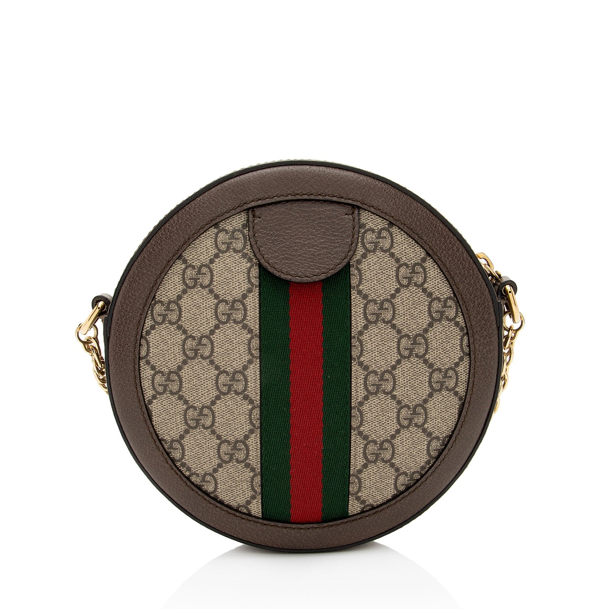 Gucci GG Supreme Ophidia Round SHF-8LEeSa Leather Canvas Nylon Brown Crossbody Bag