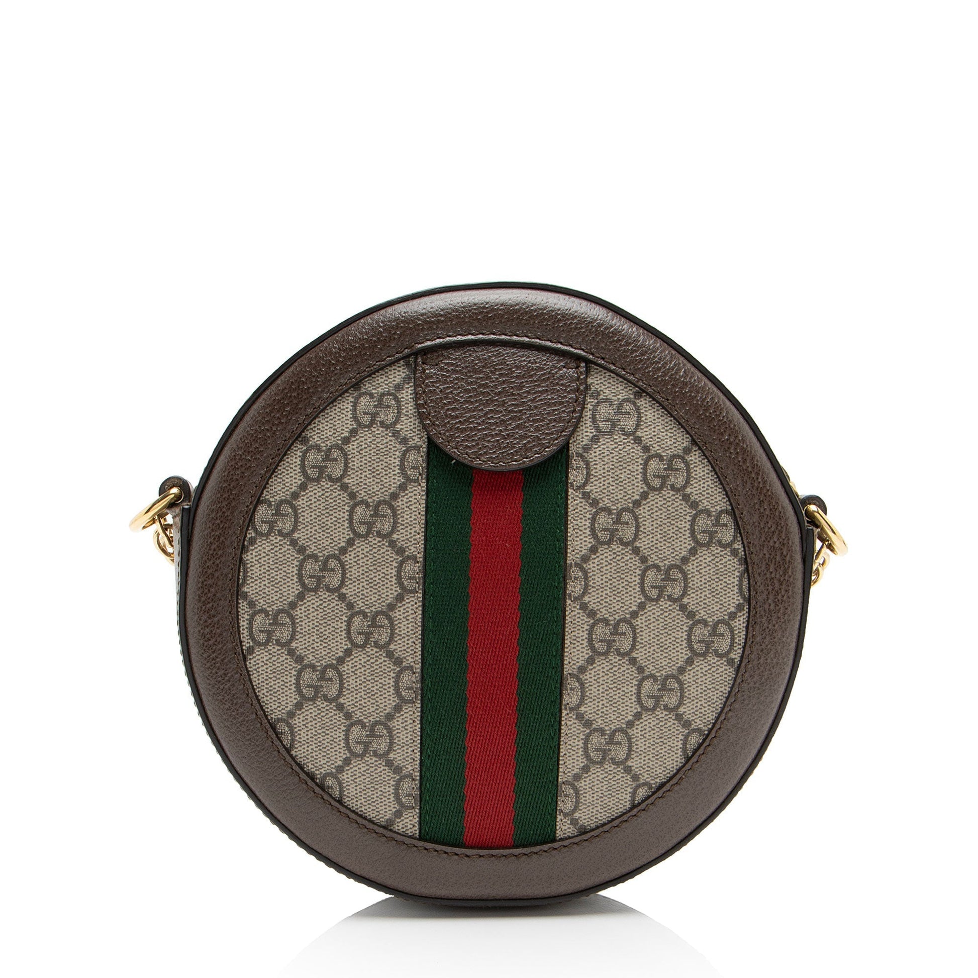 Gucci GG Supreme Ophidia Round SHF-F3cSgu Leather Canvas Nylon Brown Crossbody Bag