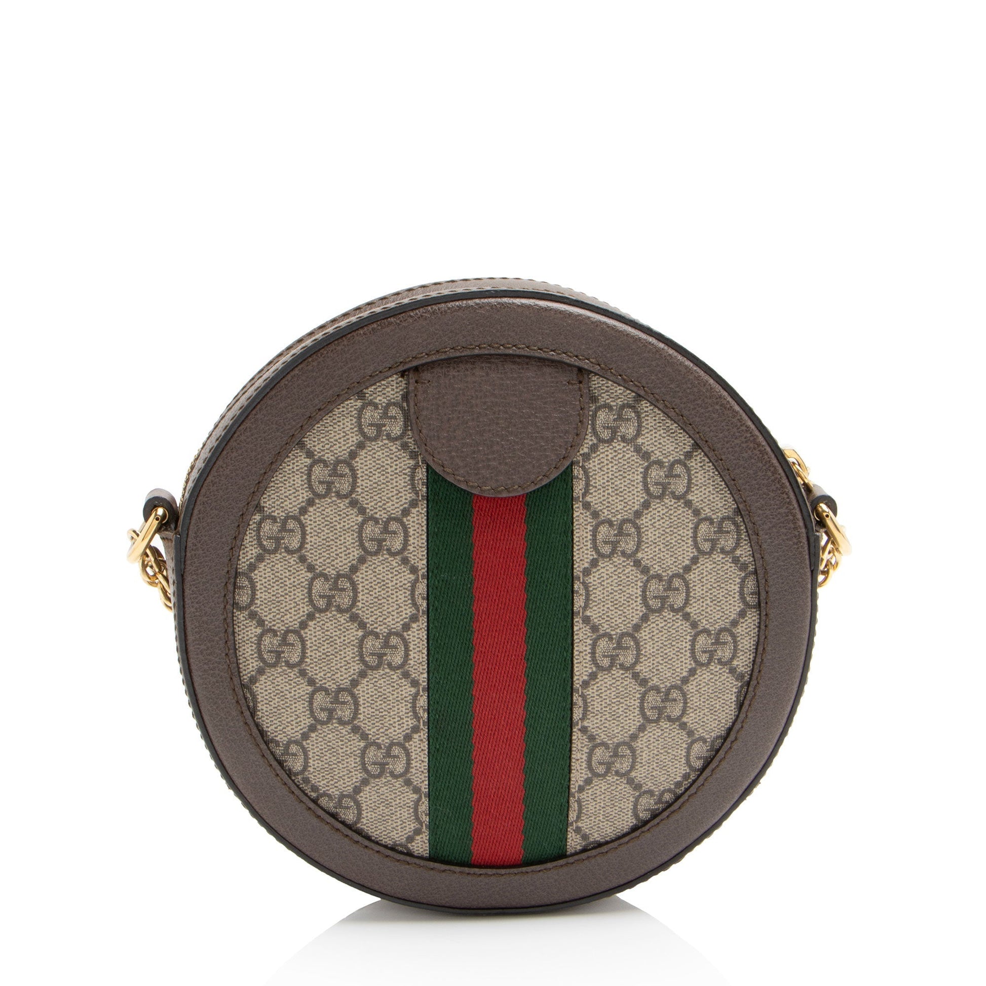 Gucci GG Supreme Ophidia Round Leather Canvas Nylon Brown Crossbody Bag