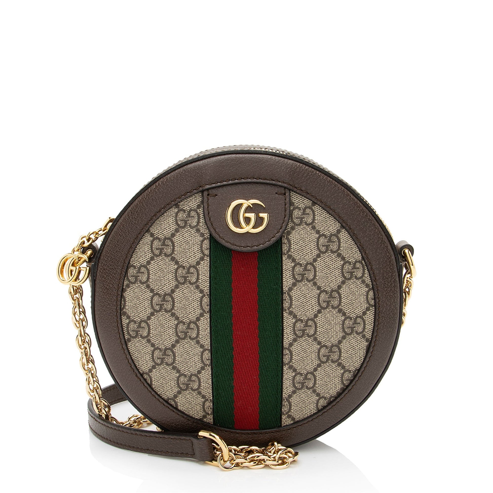 Gucci GG Supreme Ophidia Round Leather Canvas Nylon Beige Crossbody Bag Bag 1