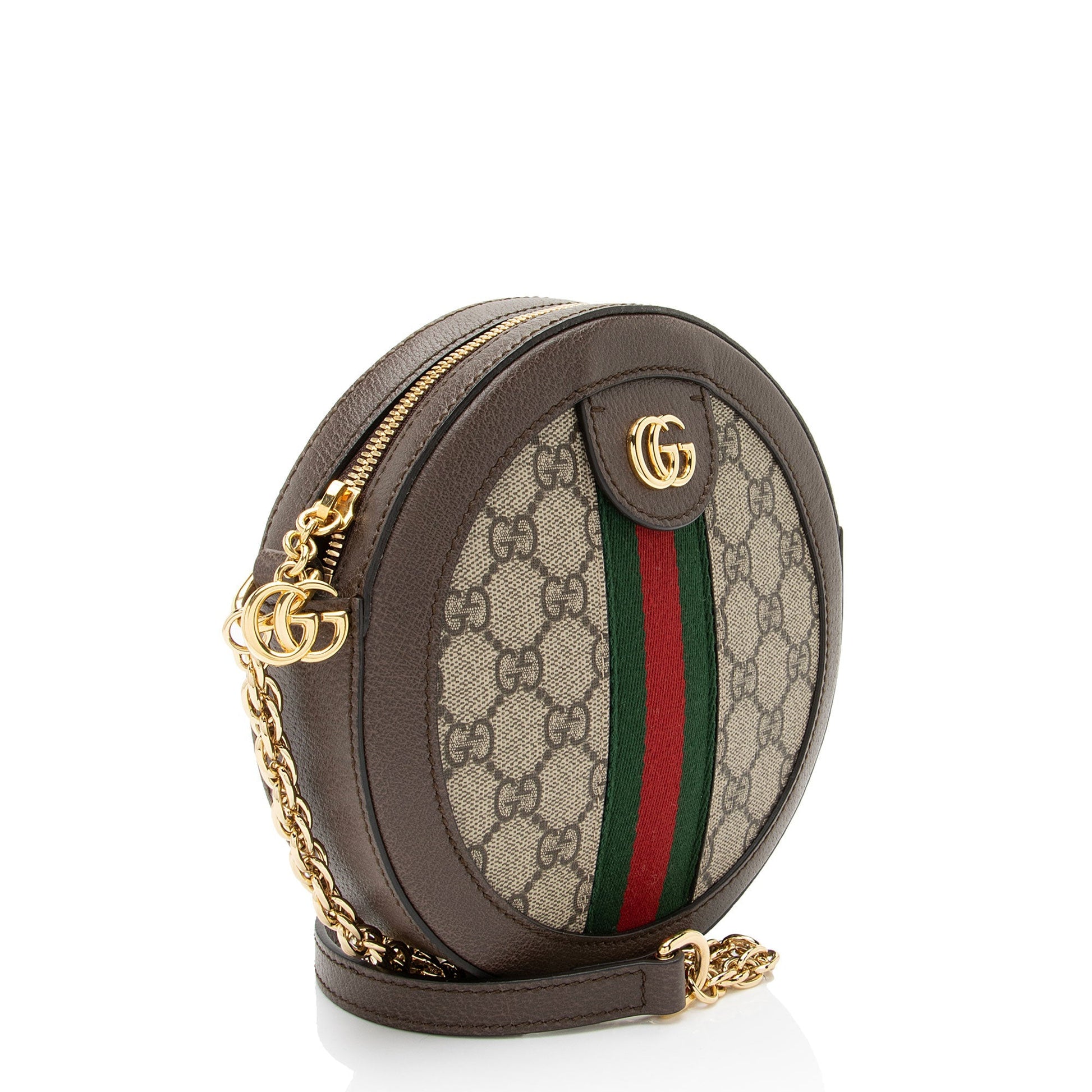 Gucci GG Supreme Ophidia Round Leather Canvas Nylon Beige Crossbody Bag Bag 1