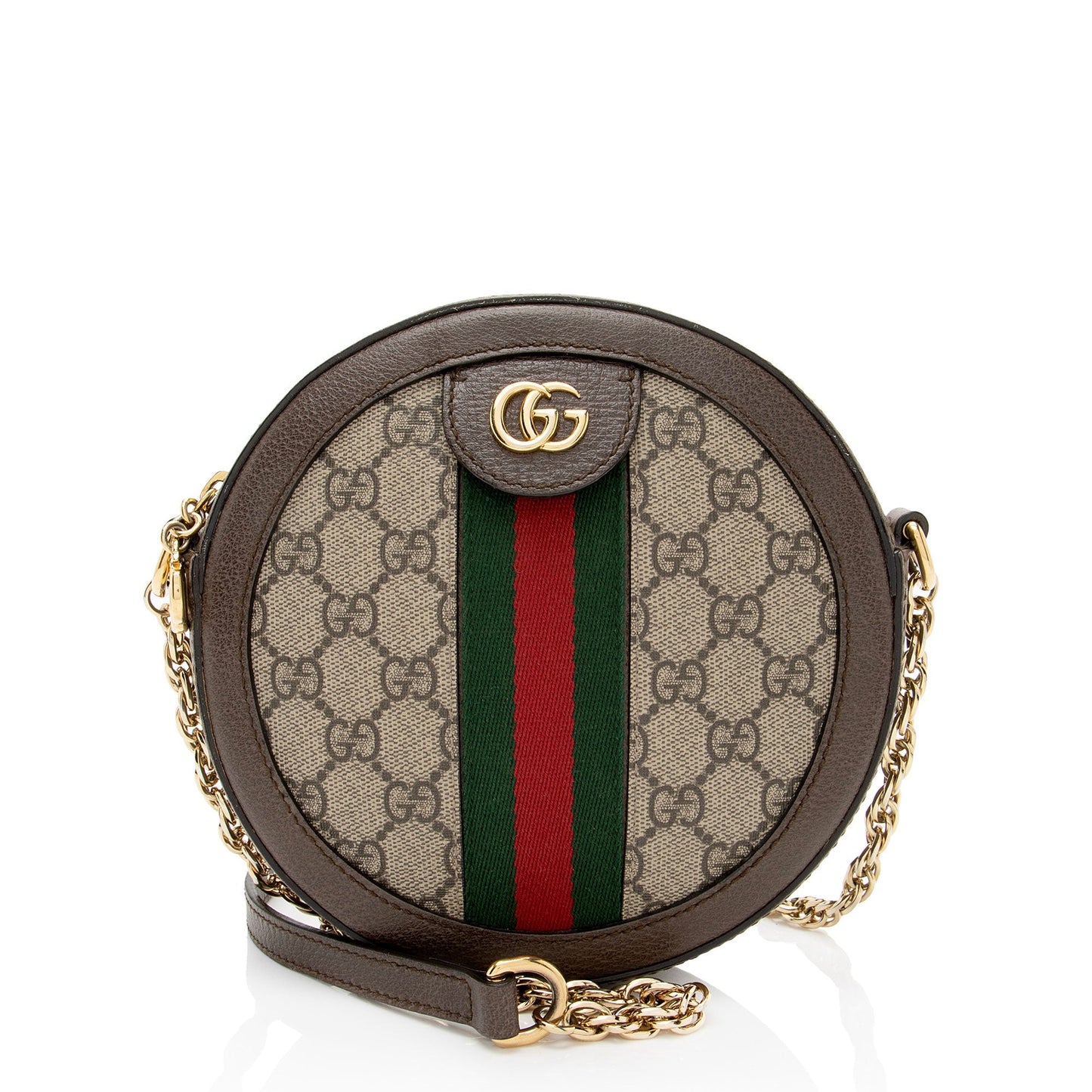 Gucci GG Supreme Ophidia Round Leather Canvas Nylon Beige Crossbody Bag