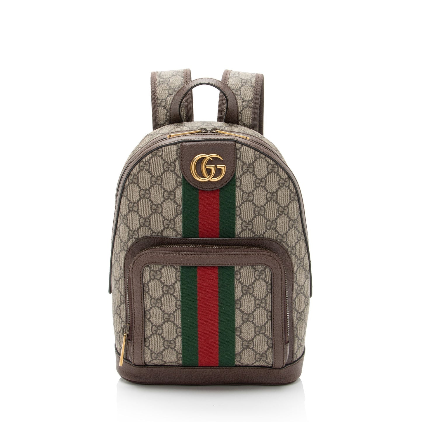 Gucci GG Supreme Ophidia Backpack Leather Canvas Nylon Brown Shoulder Bag