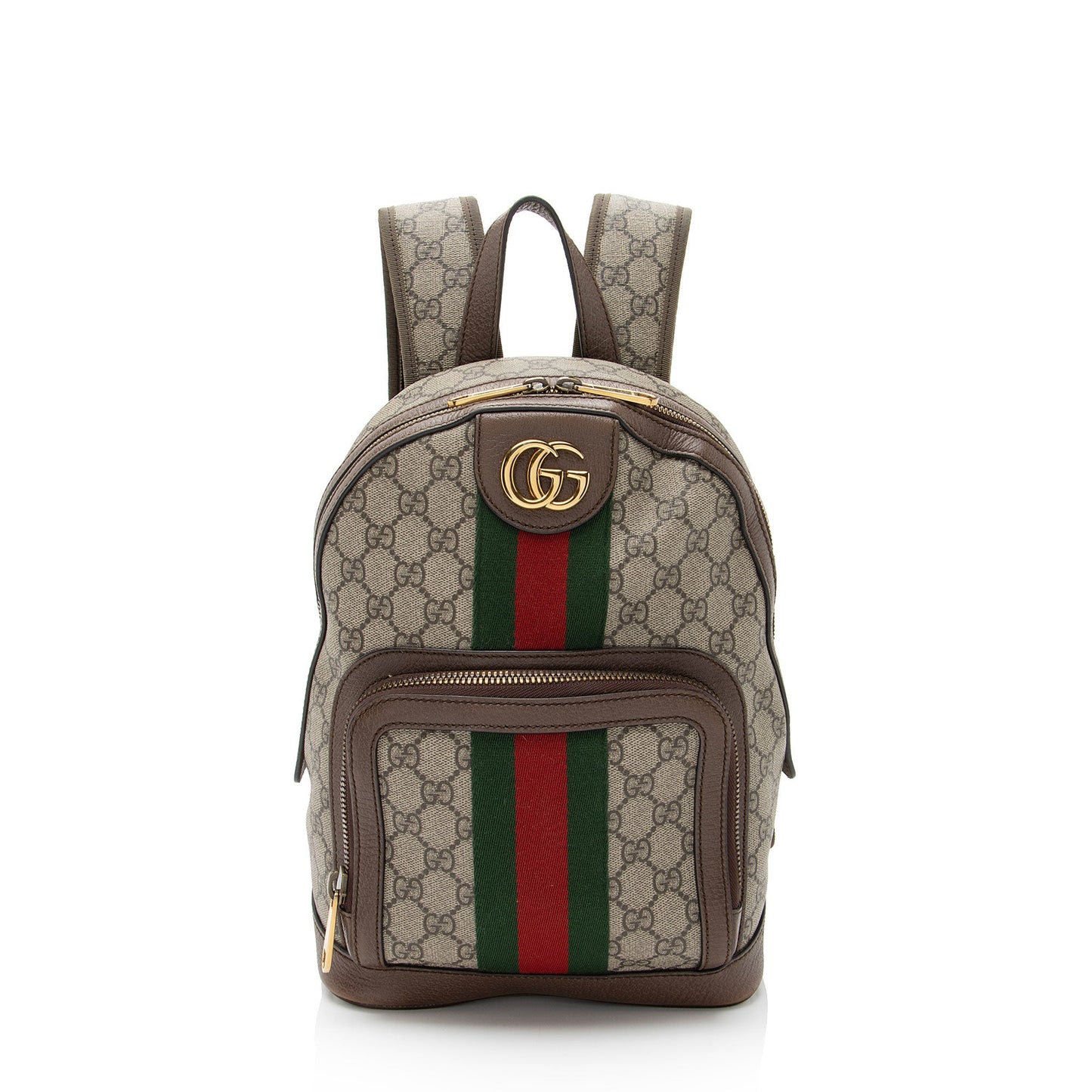 Gucci GG Supreme Ophidia Backpack Leather Canvas Nylon Brown Shoulder Bag Small Backpack
