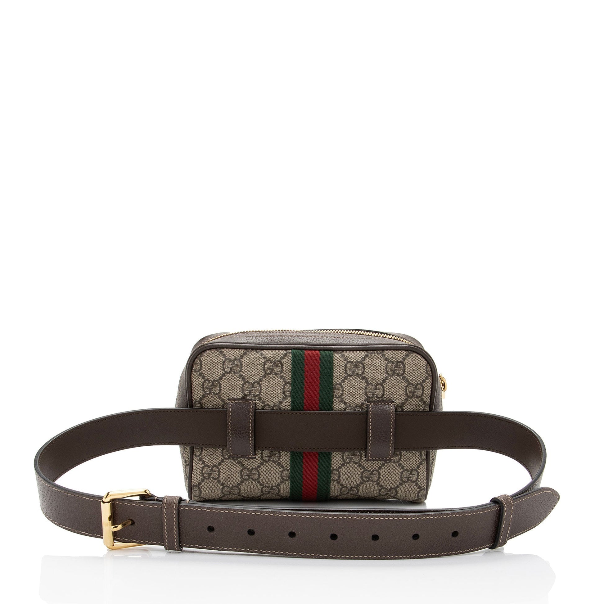 Gucci GG Supreme Ophidia Belt - Leather Canvas Nylon Brown Accessory