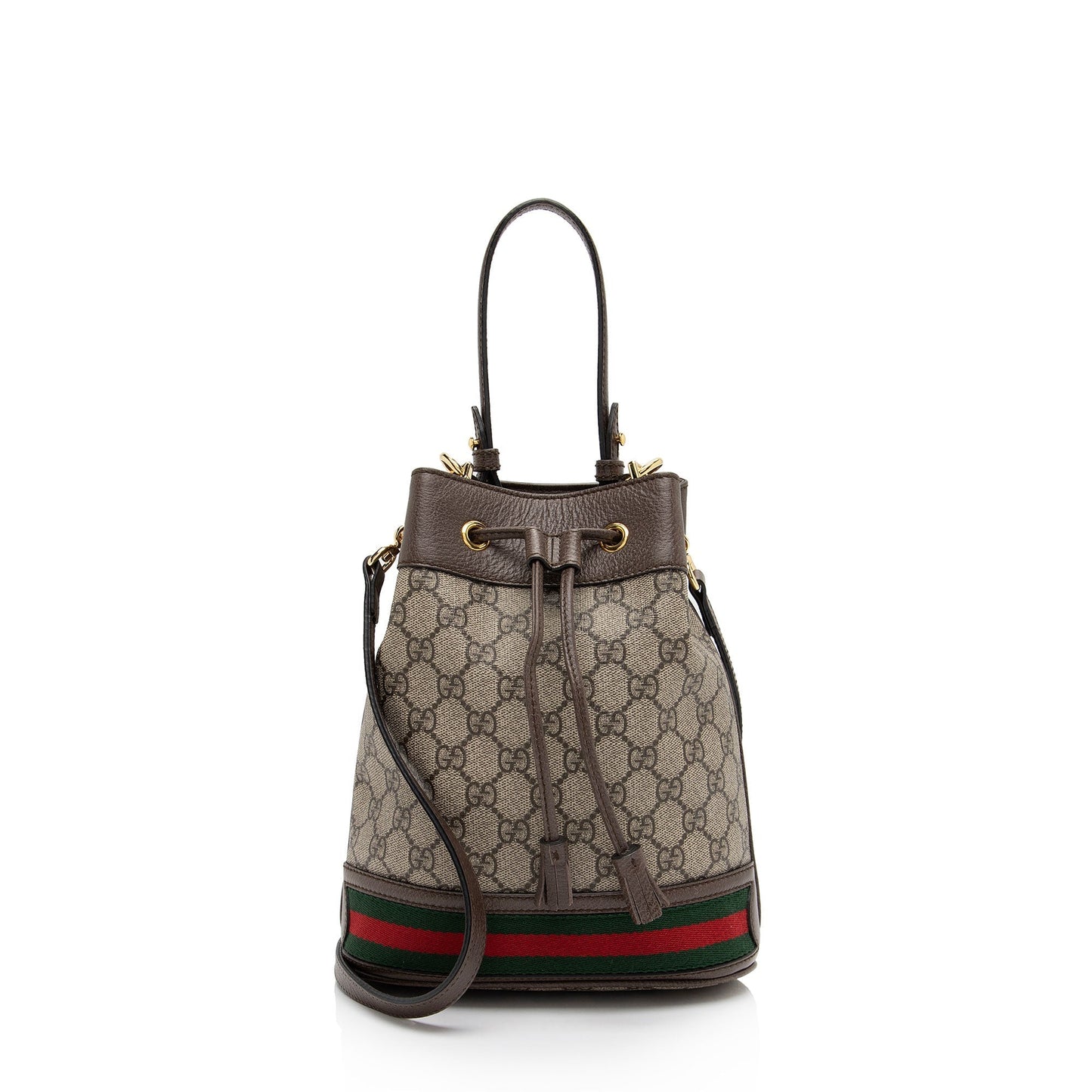 Gucci GG Supreme Ophidia Bucket SHF-33svv5 Leather Canvas Nylon Brown Crossbody Bag