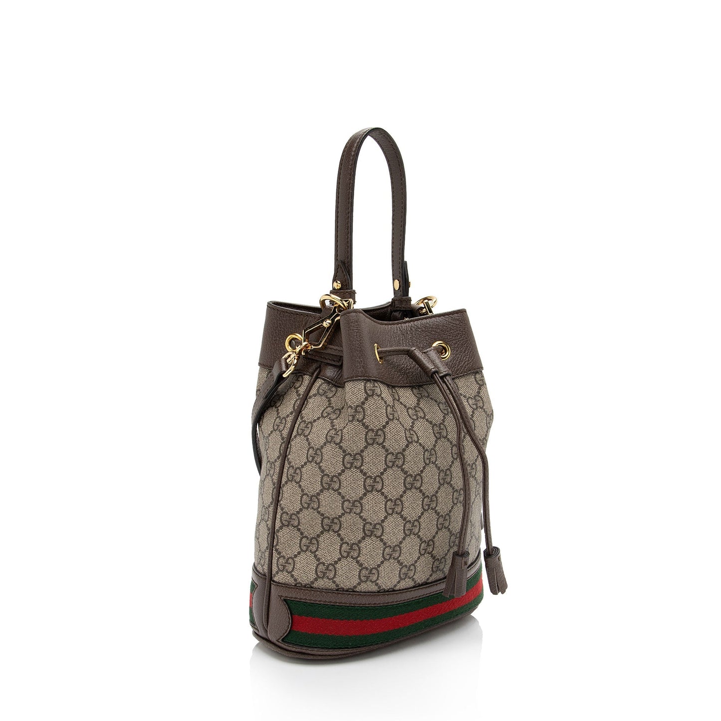 Gucci GG Supreme Ophidia Bucket SHF-33svv5 Leather Canvas Nylon Brown Crossbody Bag