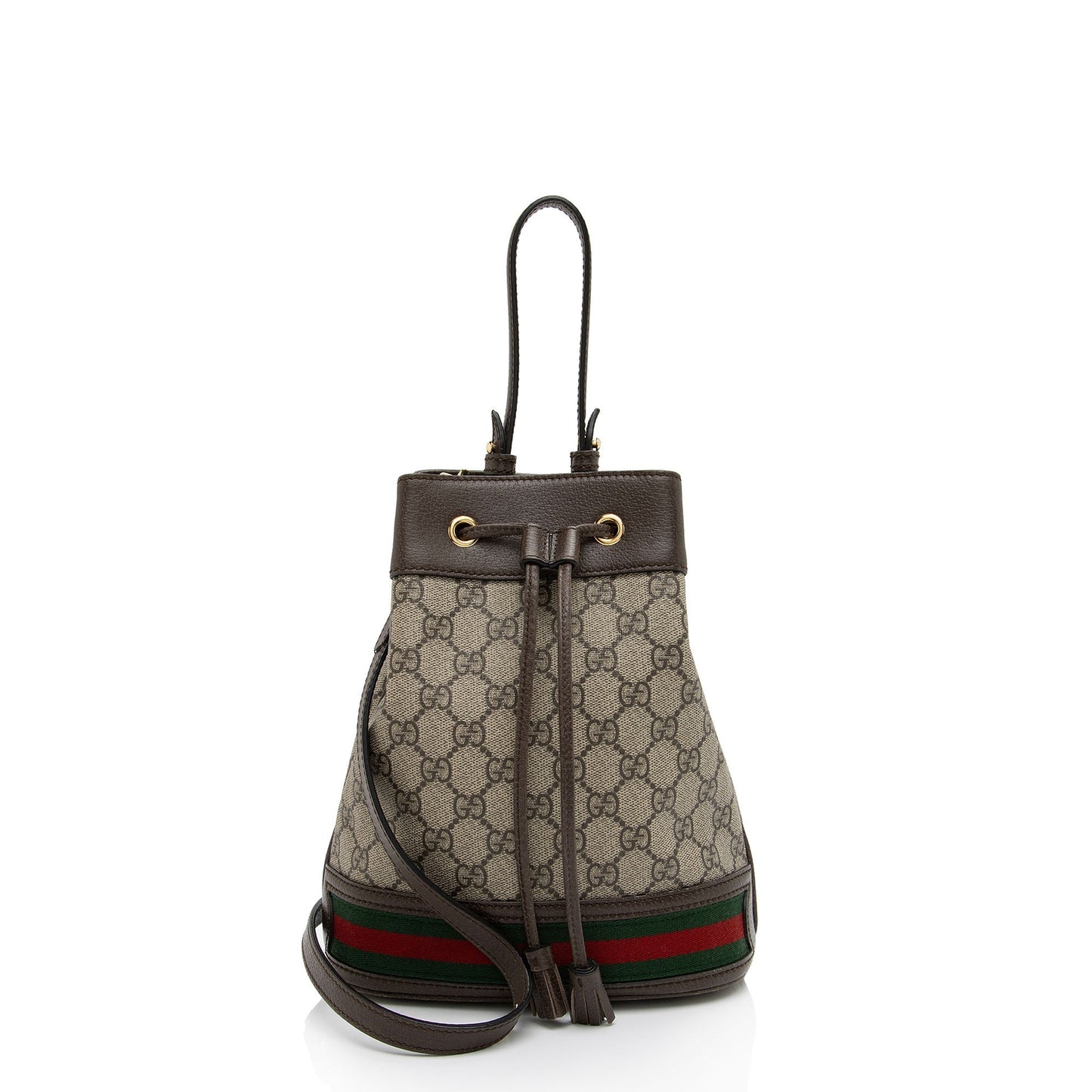 Gucci GG Supreme Ophidia Bucket SHF-tCaBgb Leather Canvas Nylon Brown Crossbody Bag
