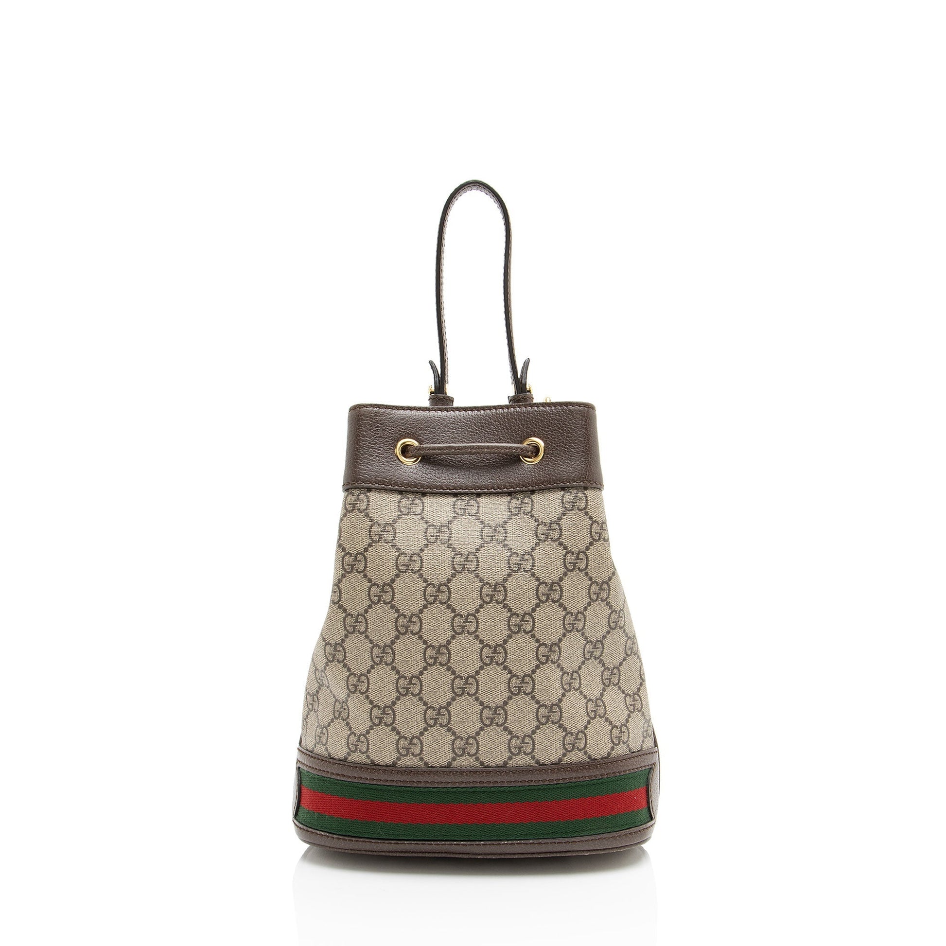 Gucci GG Supreme Ophidia Bucket Leather Canvas Nylon Brown Crossbody Bag Bucket Bag