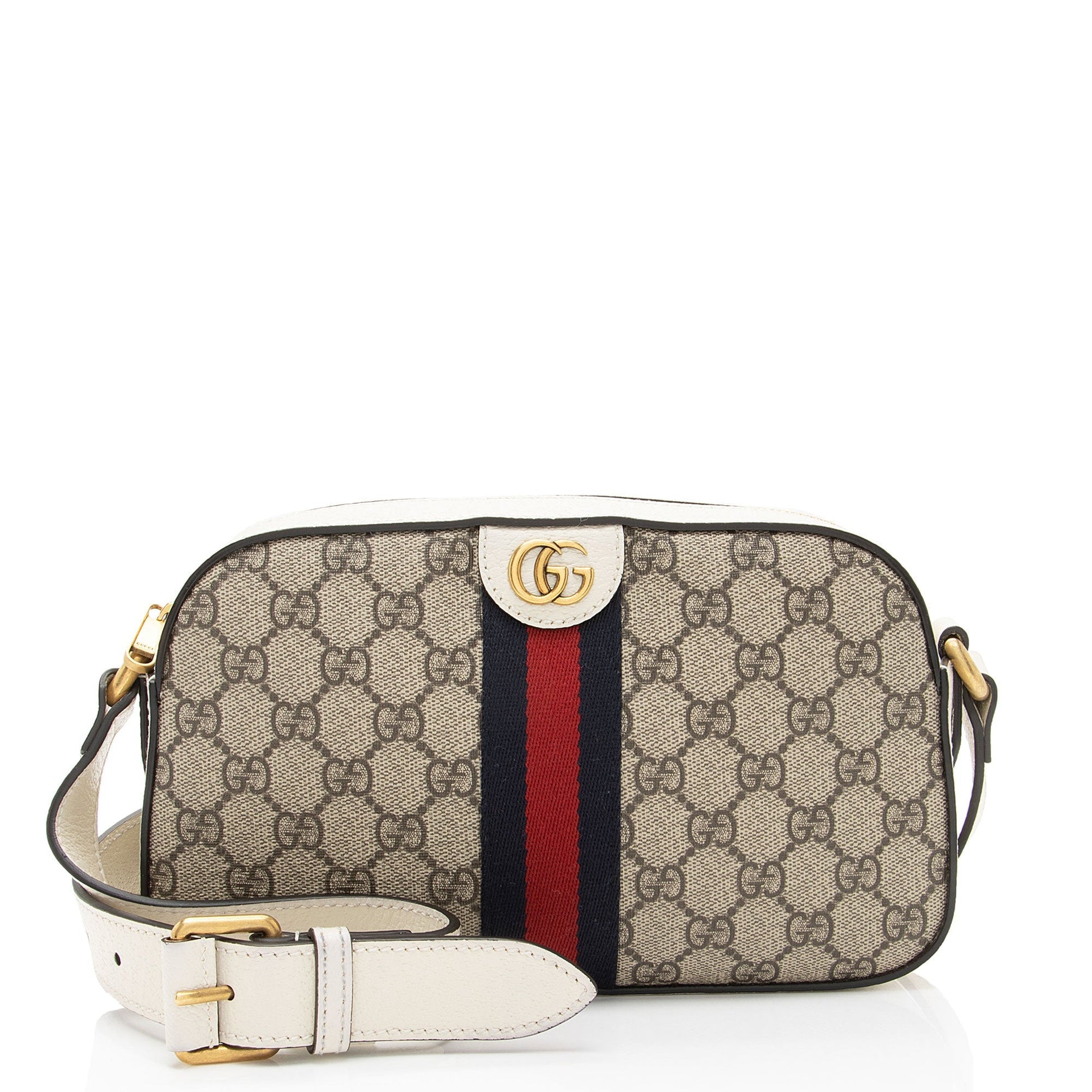 Gucci GG Supreme Ophidia Camera SHF-7xE3sG Leather Canvas Nylon White Crossbody Bag