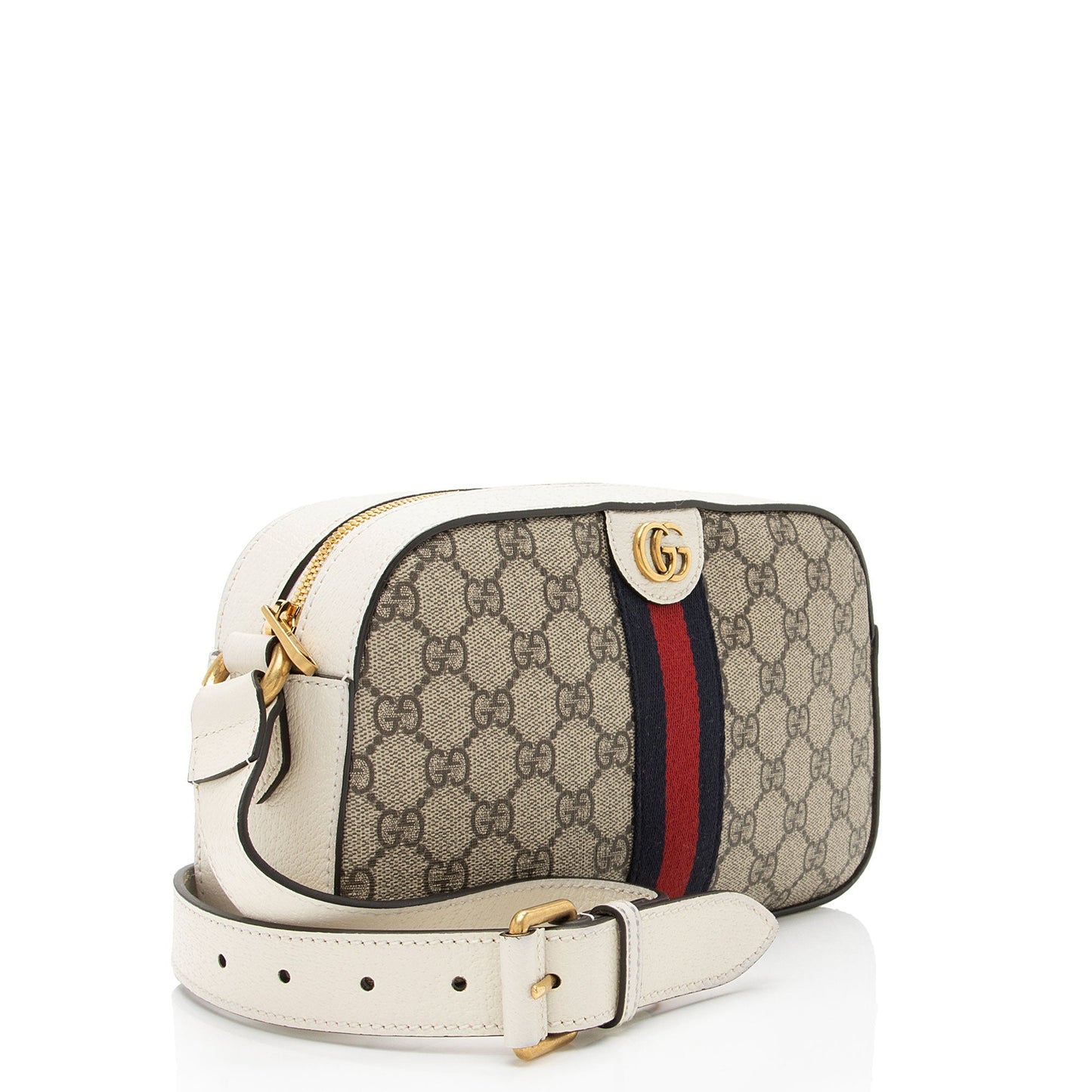 Gucci GG Supreme Ophidia Camera SHF-7xE3sG Leather Canvas Nylon White Crossbody Bag