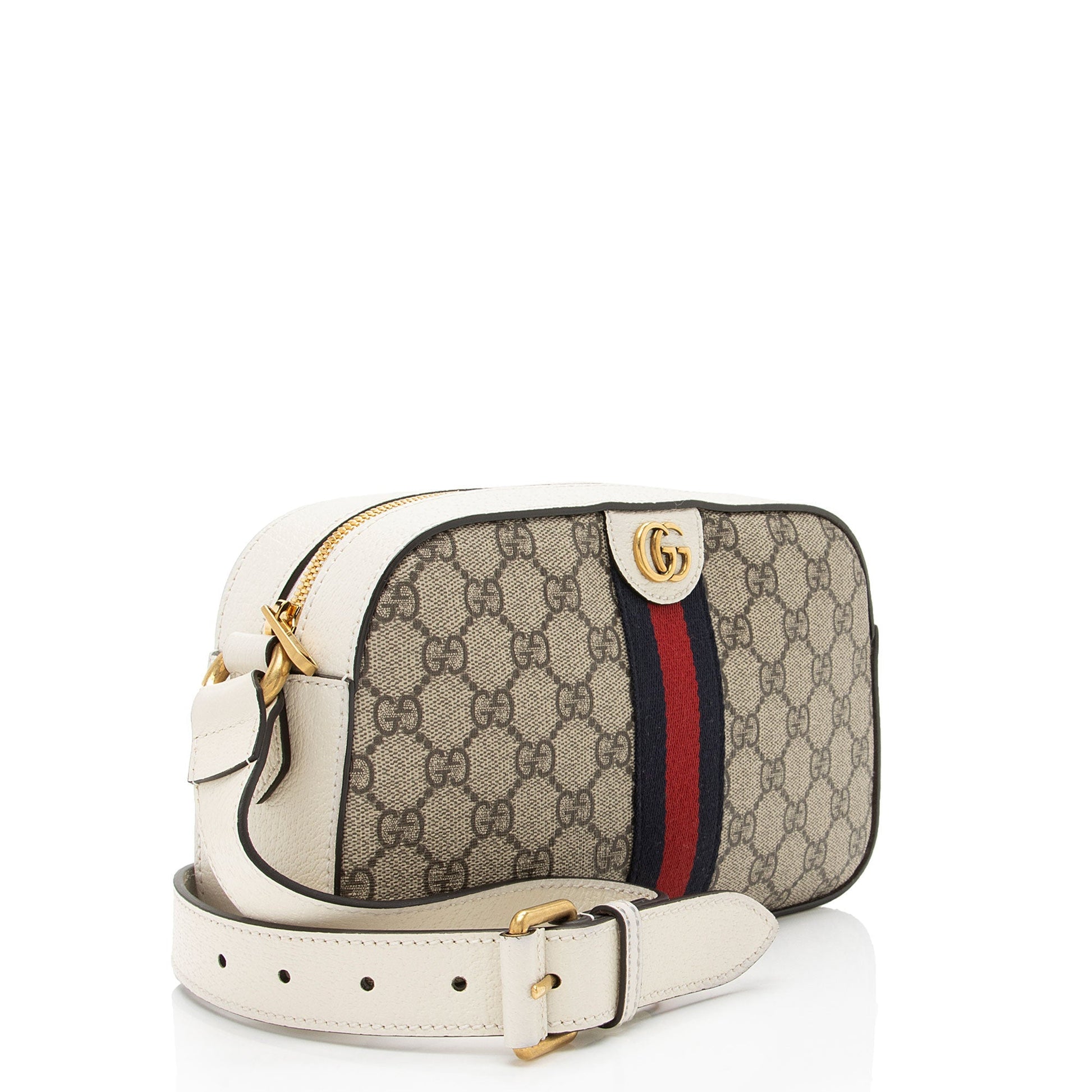 Gucci GG Supreme Ophidia Camera SHF-7xE3sG Leather Canvas Nylon White Crossbody Bag