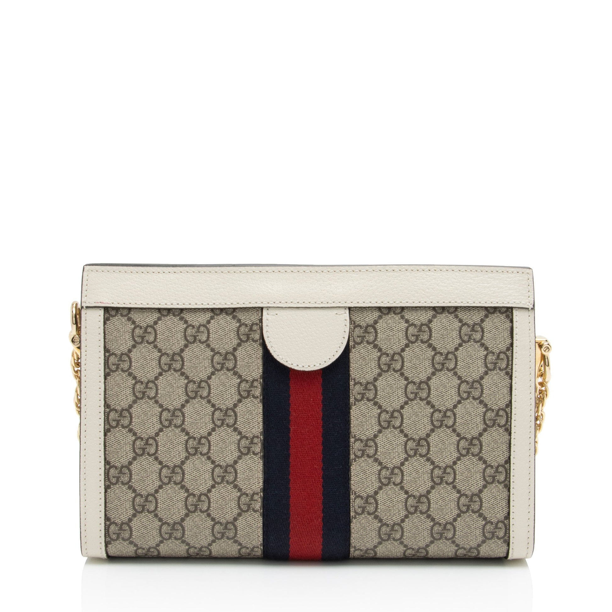 Gucci GG Supreme Ophidia Chain SHF-mjx4Wm Leather Canvas Nylon White Shoulder Bag