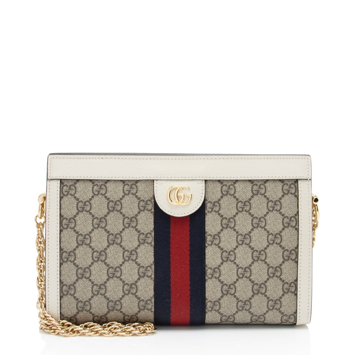 Gucci GG Supreme Ophidia Chain SHF-mjx4Wm Leather Canvas Nylon White Shoulder Bag