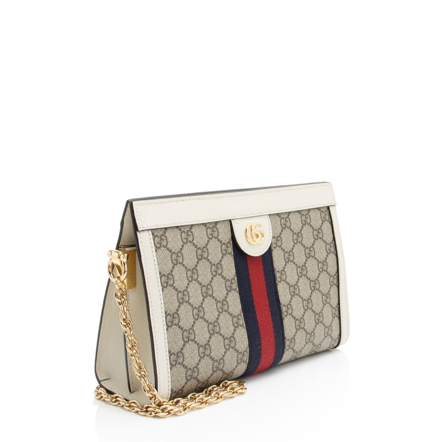 Gucci GG Supreme Ophidia Chain SHF-mjx4Wm Leather Canvas Nylon White Shoulder Bag