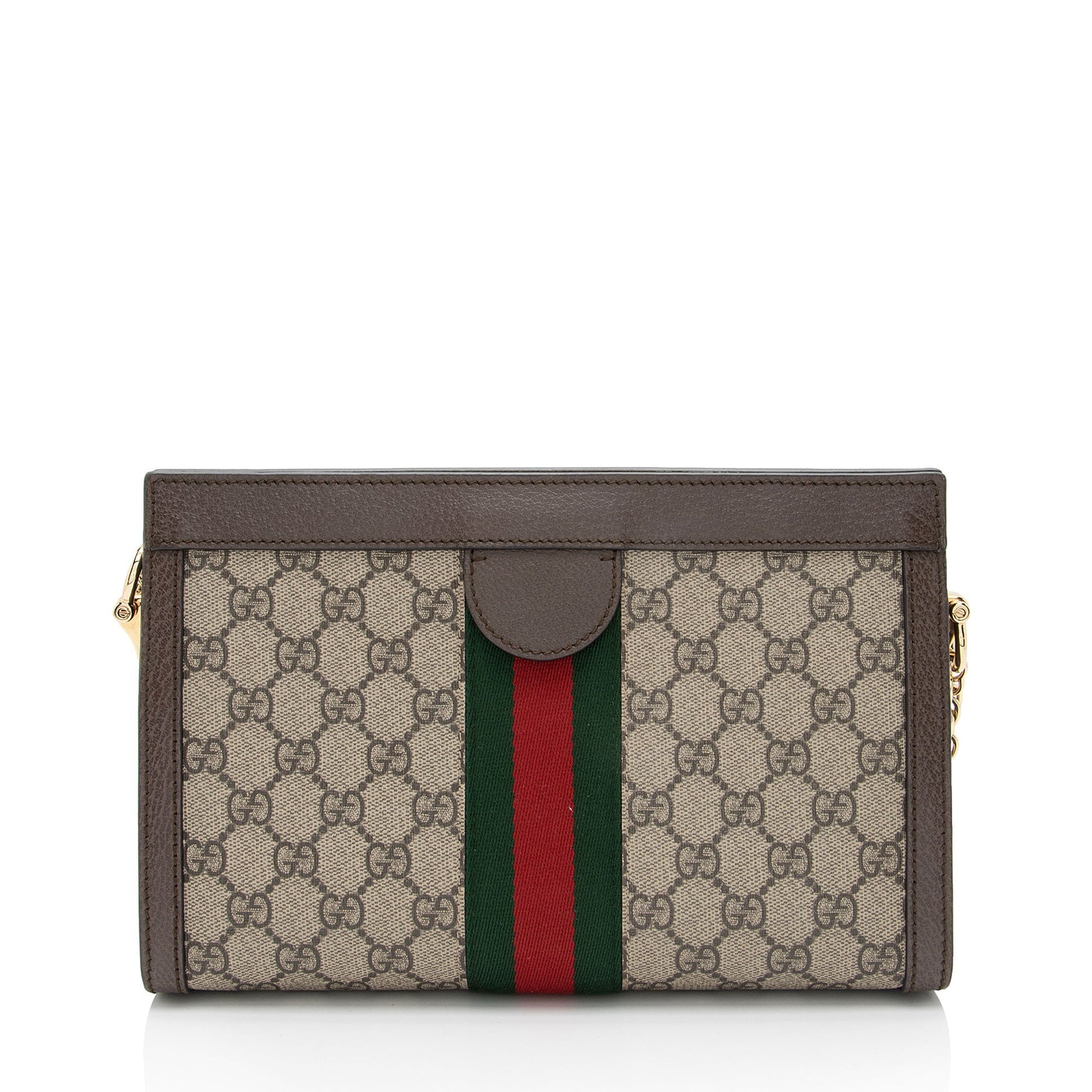 Gucci GG Supreme Ophidia Chain Leather Canvas Nylon Brown Shoulder Bag Shf 07Nnkn