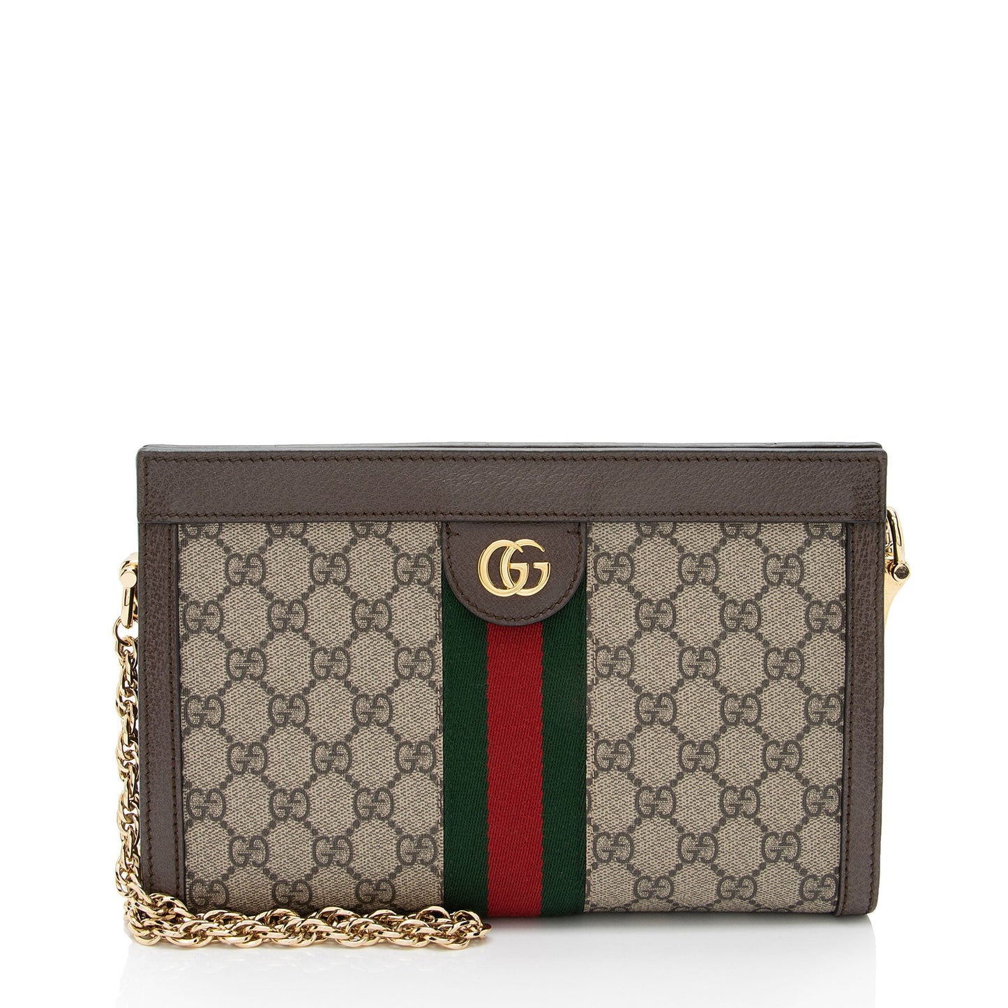 Gucci GG Supreme Ophidia Chain Leather Canvas Nylon Brown Shoulder Bag Shf 07Nnkn
