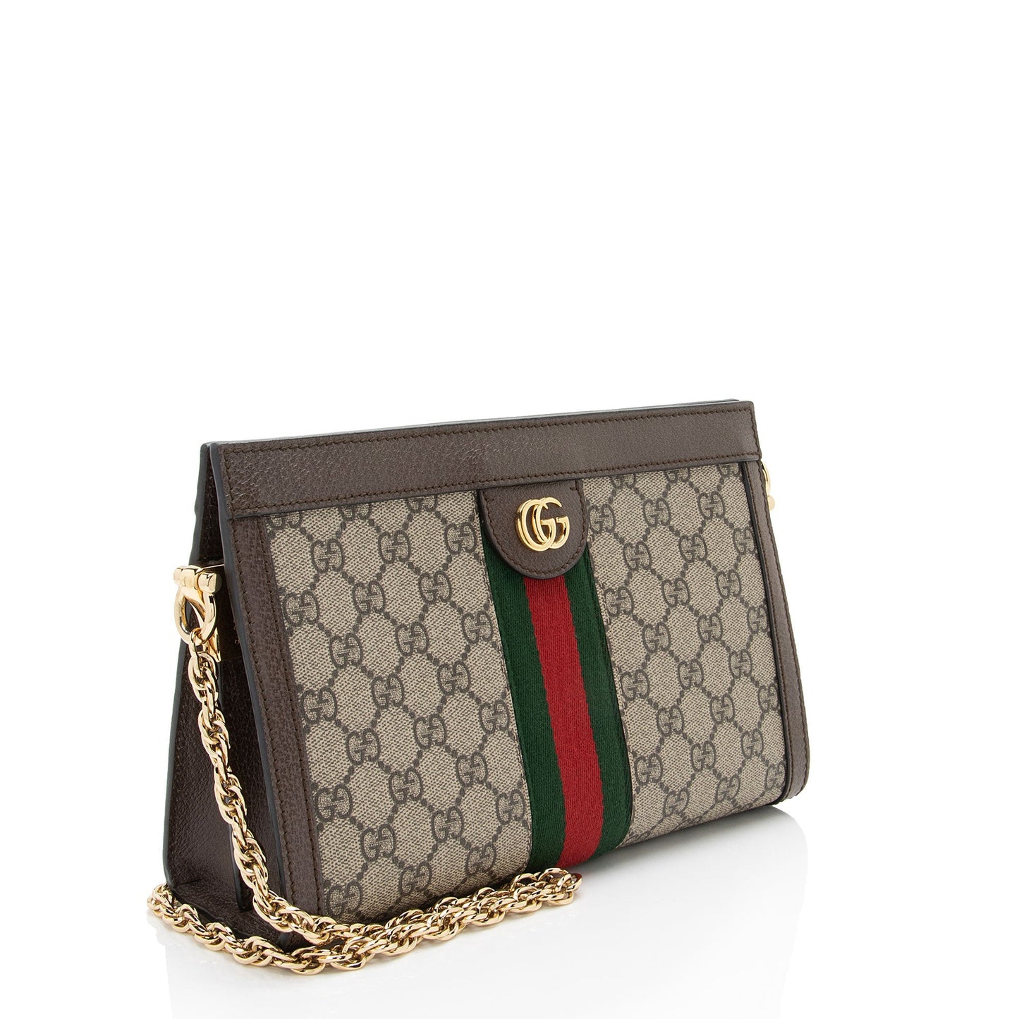 Gucci GG Supreme Ophidia Chain Leather Canvas Nylon Brown Shoulder Bag Shf 07Nnkn