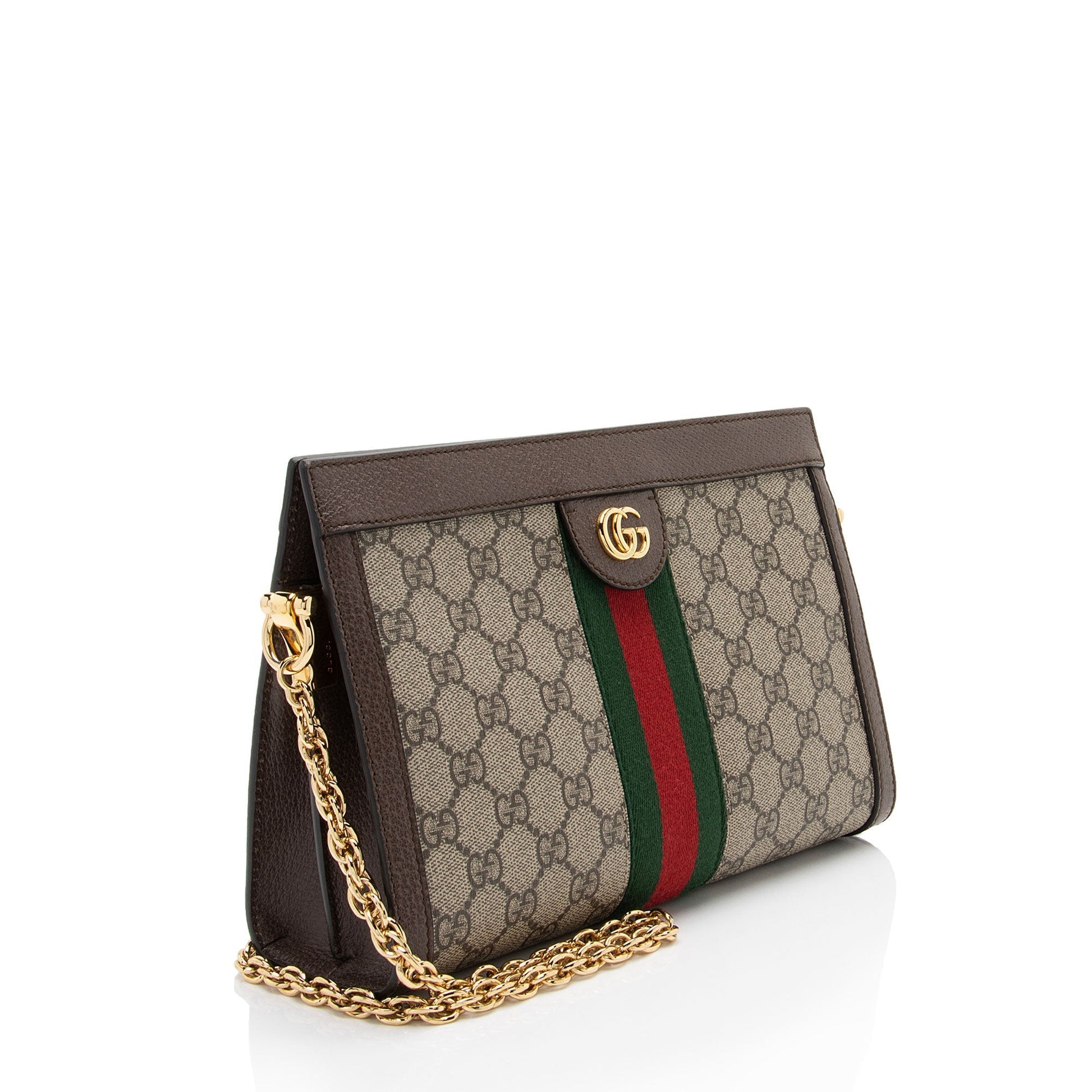 Gucci GG Supreme Ophidia Chain SHF-2Wmtiz Leather Canvas Nylon Brown Shoulder Bag