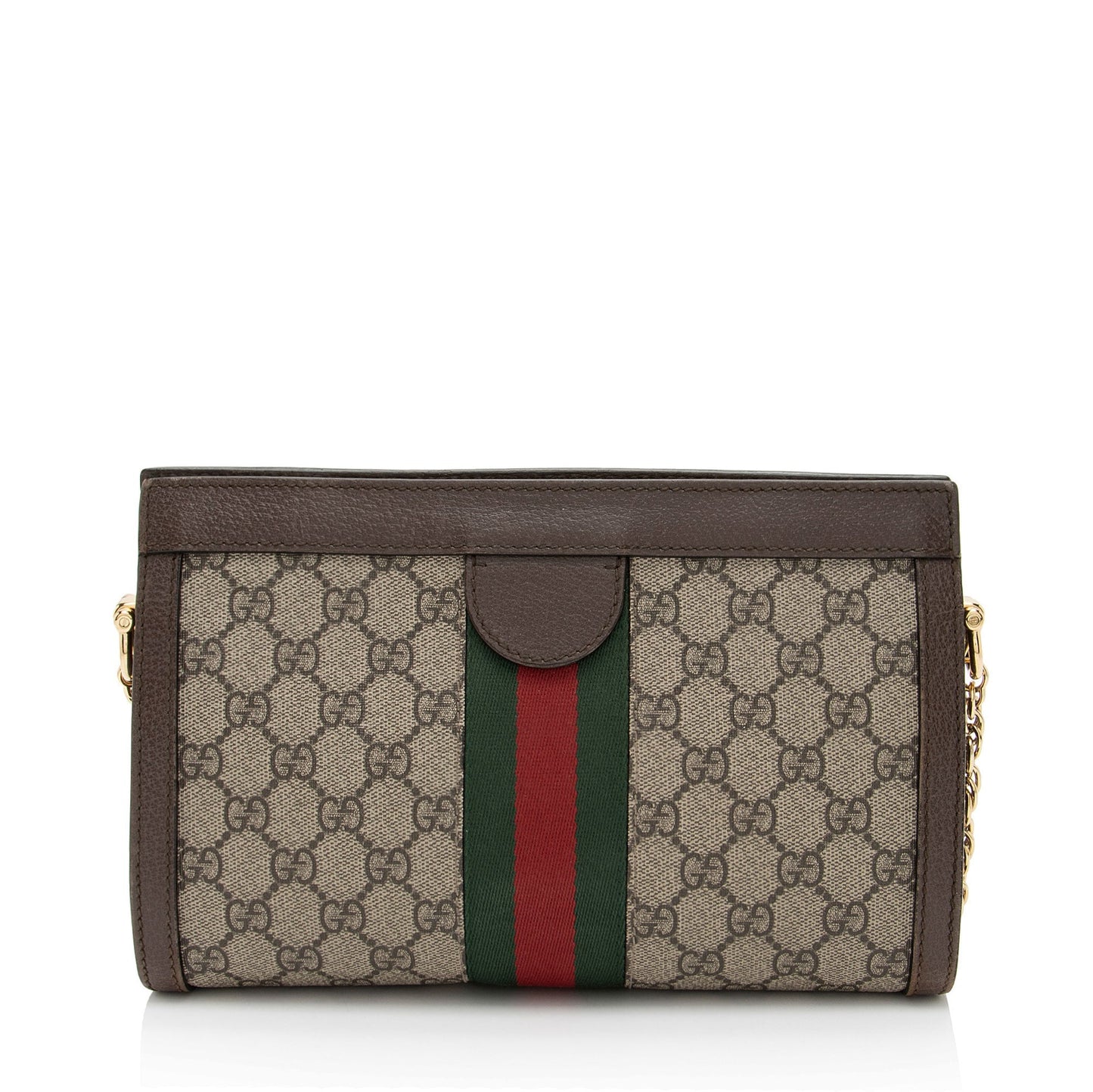 Gucci GG Supreme Ophidia Chain Leather Canvas Nylon Brown Crossbody Bag Shf Et7Cvi