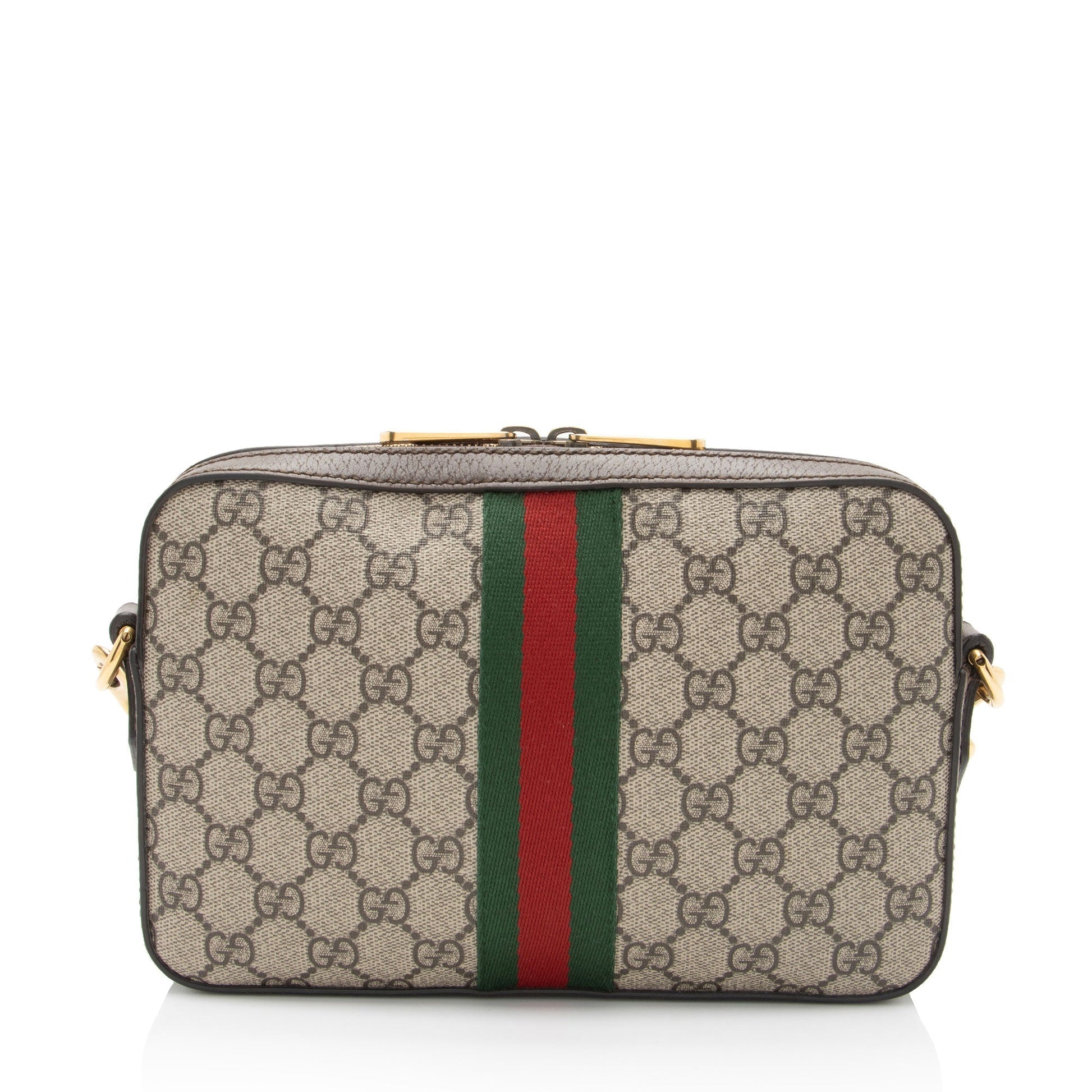Gucci GG Supreme Ophidia Camera SHF-Do39BZ Leather Canvas Nylon Brown Crossbody Bag