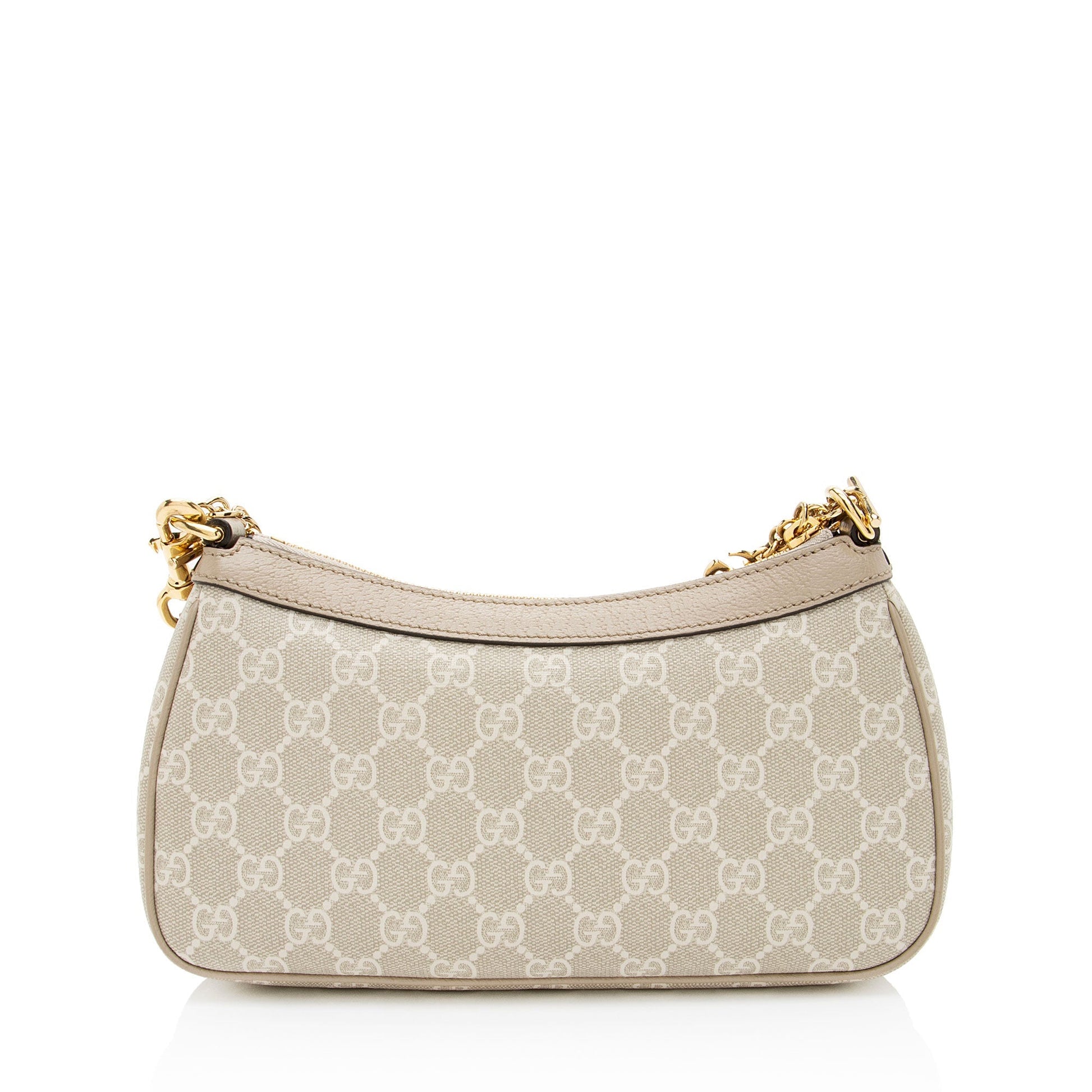 Gucci GG Supreme Ophidia Chain Leather Canvas Nylon White Crossbody Bag