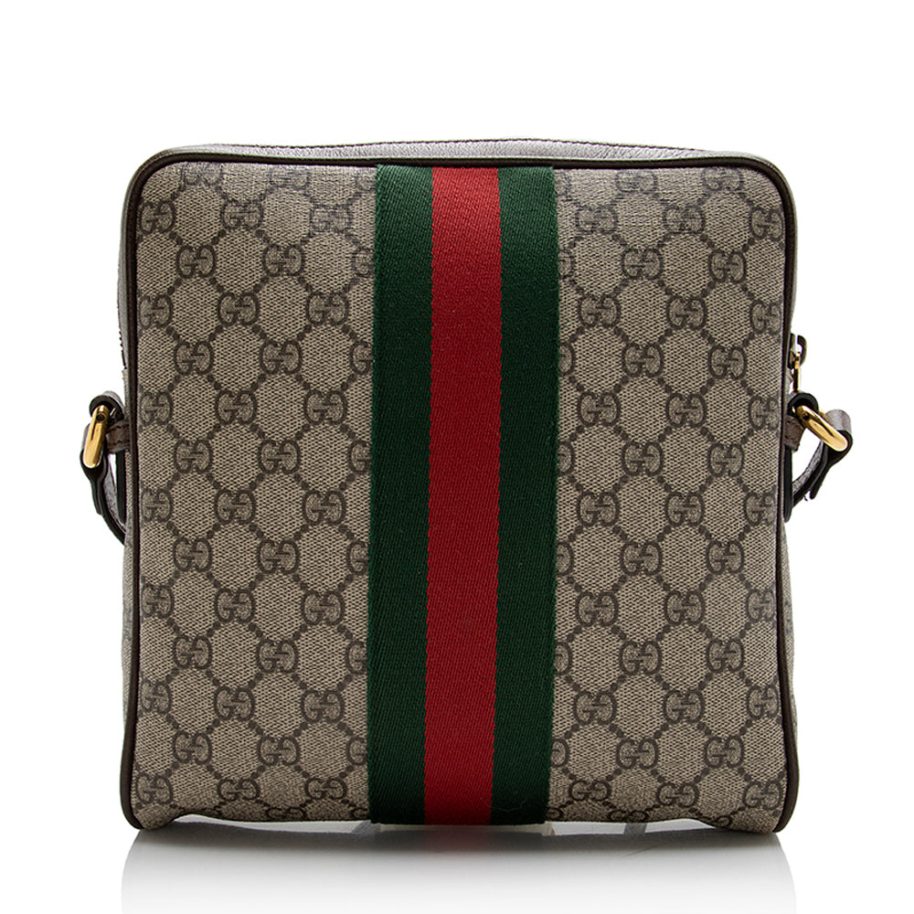 Gucci GG Supreme Ophidia Messenger SHF Leather Canvas Nylon Brown Shoulder Bag