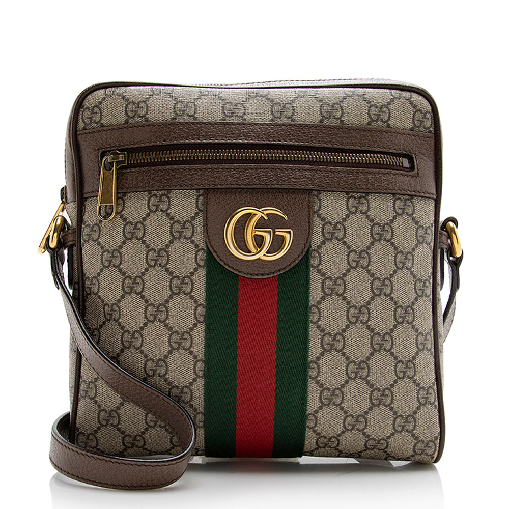 Gucci GG Supreme Ophidia Messenger SHF Leather Canvas Nylon Brown Shoulder Bag