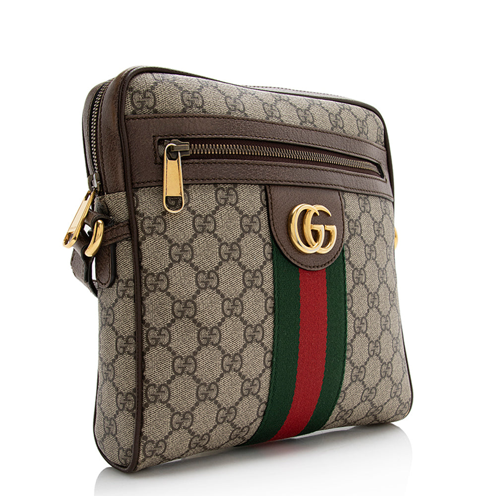 Gucci GG Supreme Ophidia Messenger SHF Leather Canvas Nylon Brown Shoulder Bag