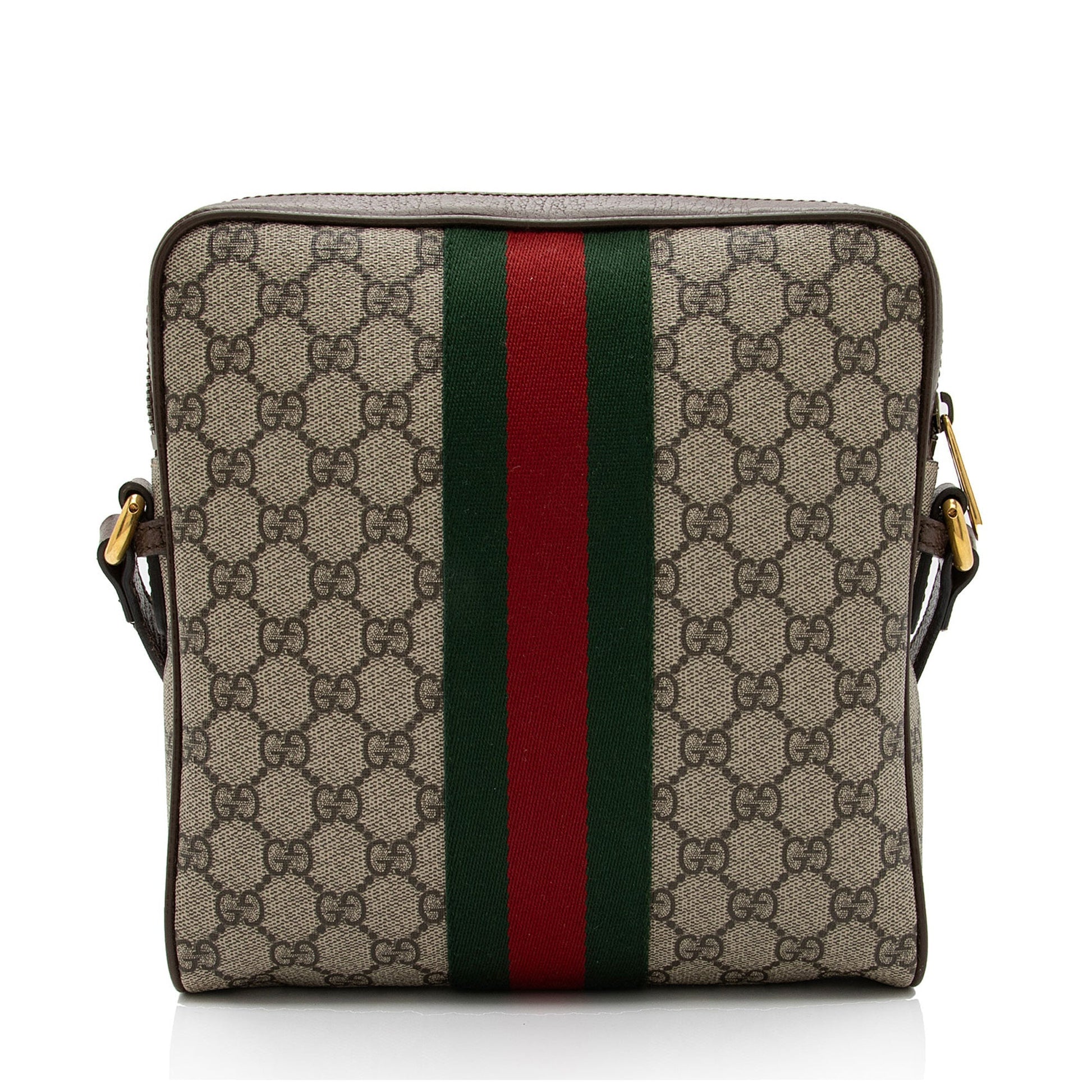 Gucci GG Supreme Ophidia Messenger SHF-re4xkM Leather Canvas Nylon Brown Shoulder Bag