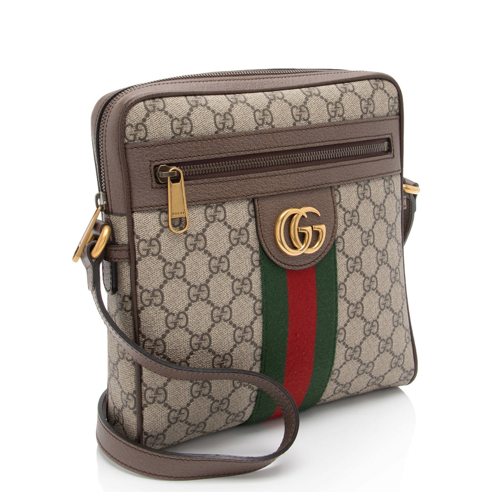 Gucci GG Supreme Ophidia Messenger SHF-GA9nnM Leather Canvas Nylon Brown Shoulder Bag