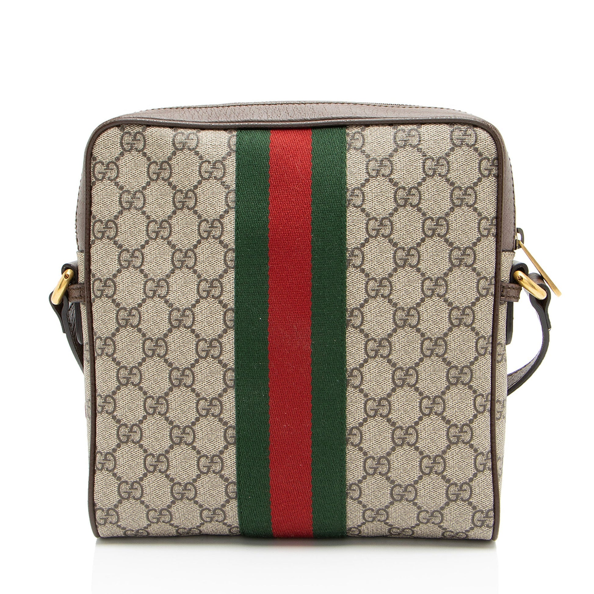 Gucci GG Supreme Ophidia Messenger Leather Canvas Nylon Brown Shoulder Bag Small Messenger