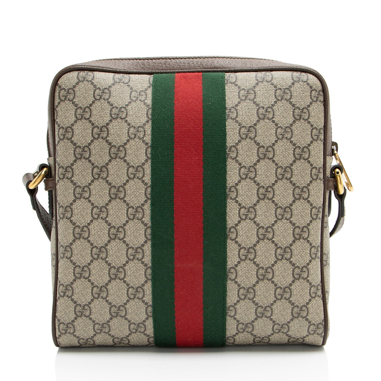 Gucci GG Supreme Ophidia Messenger Leather Canvas Nylon Brown Shoulder Bag