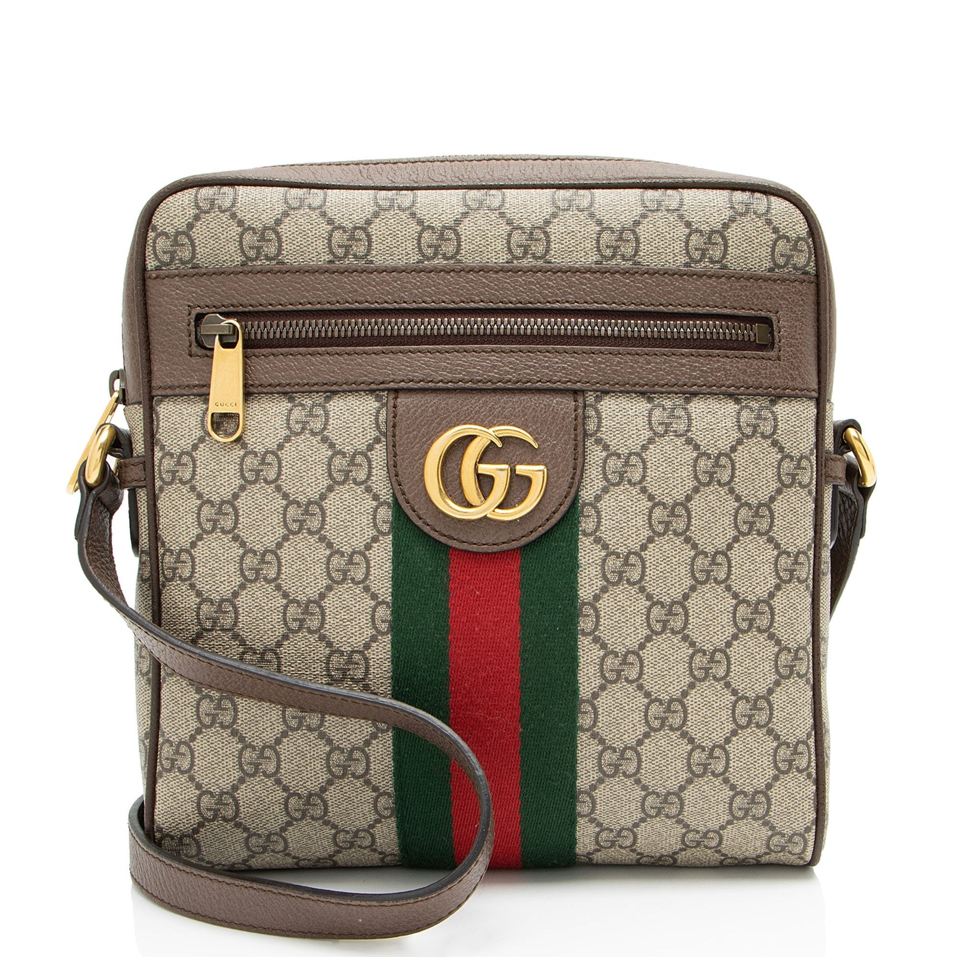 Gucci GG Supreme Ophidia Messenger Leather Canvas Nylon Brown Shoulder Bag