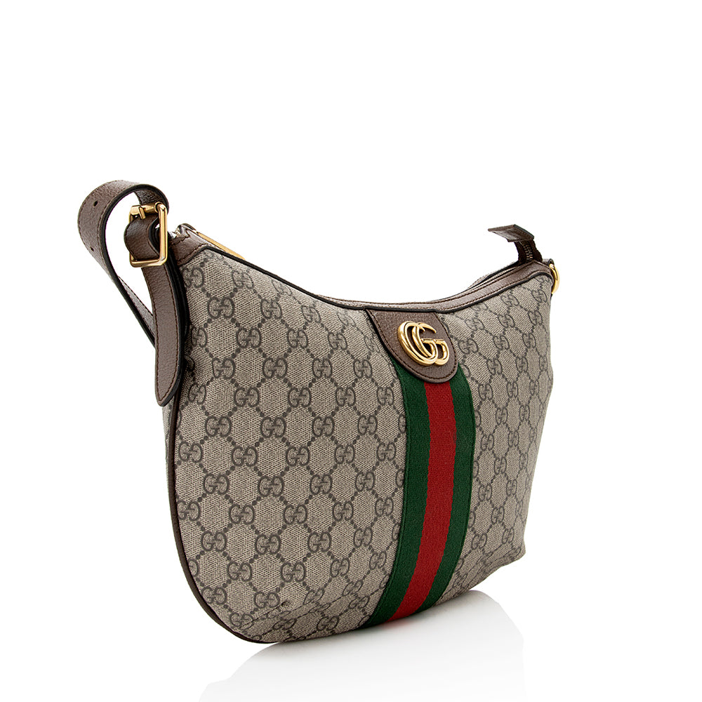Gucci GG Supreme Ophidia SHF Leather Canvas Nylon Beige Crossbody Bag