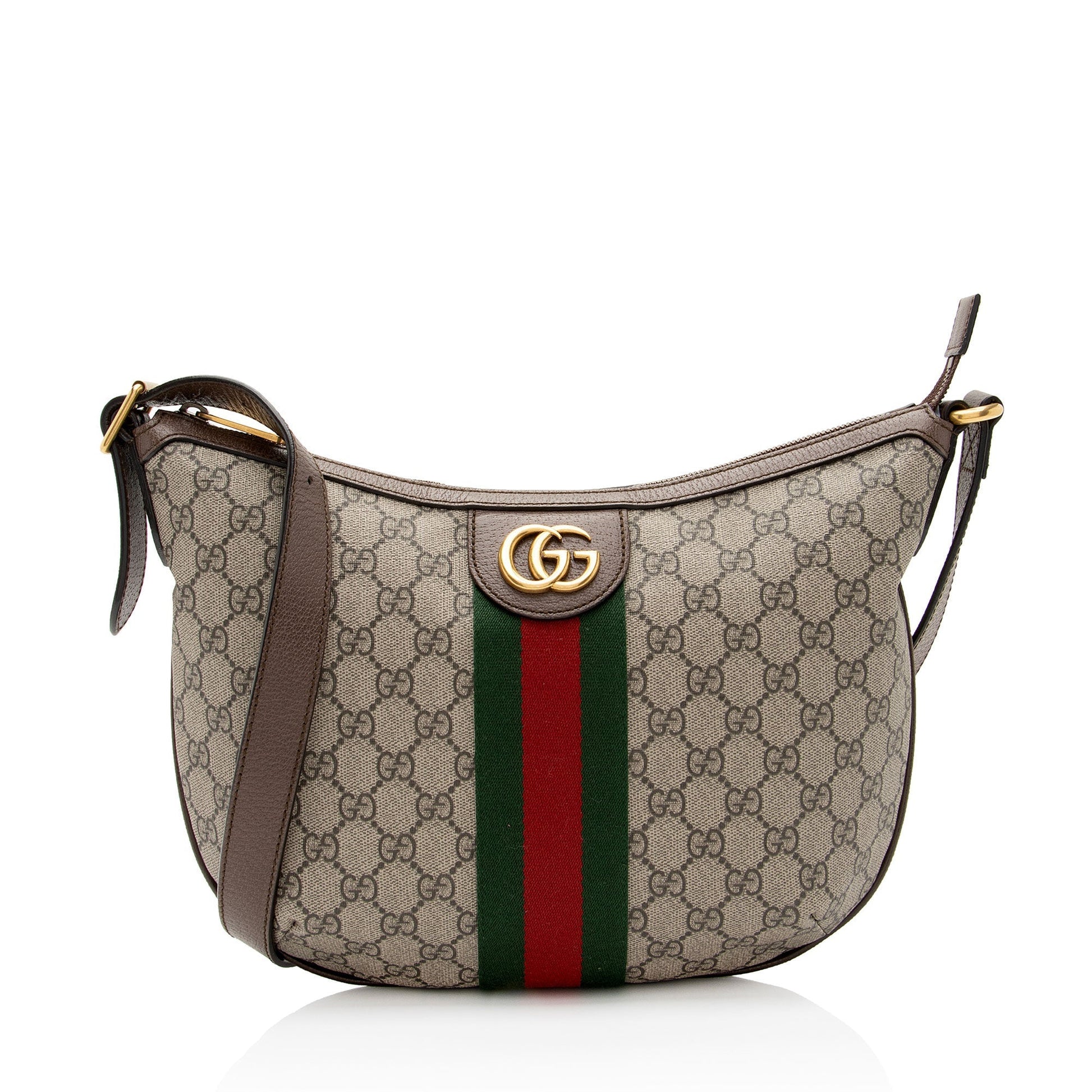 Gucci GG Supreme Ophidia SHF-vd30vA Leather Canvas Nylon Brown Crossbody Bag