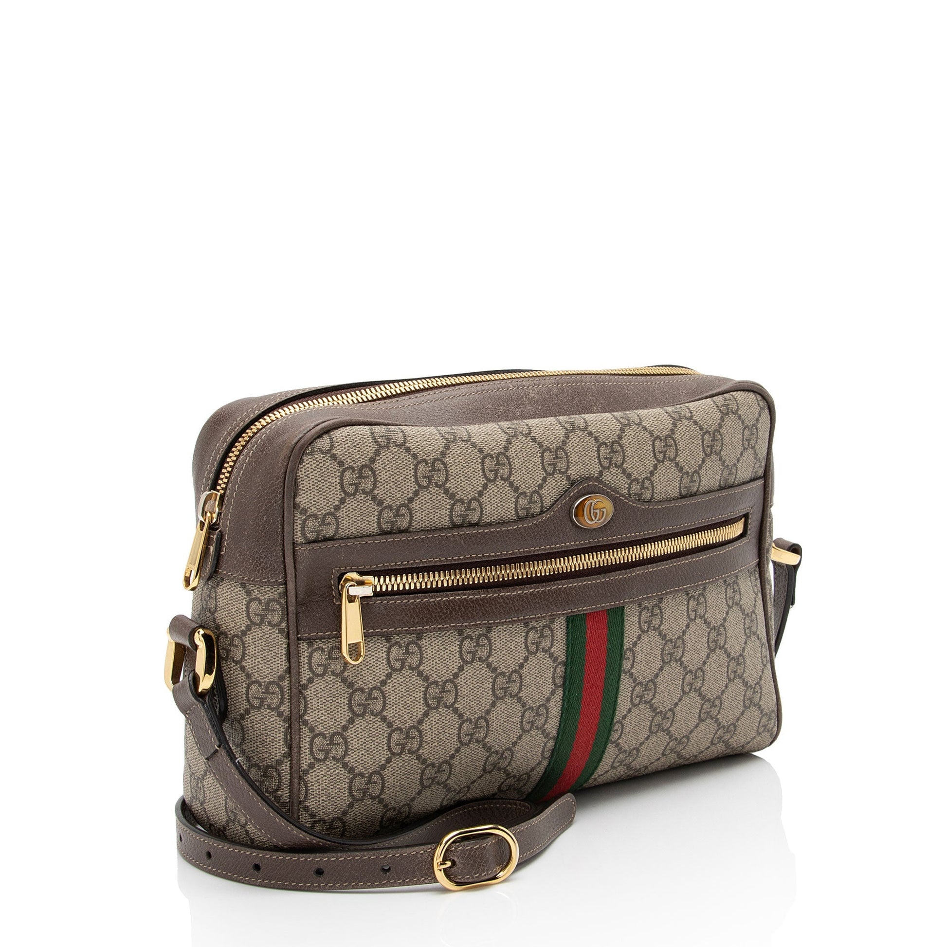 Gucci GG Supreme Ophidia Camera SHF-xmbR0h Leather Canvas Nylon Brown Shoulder Bag