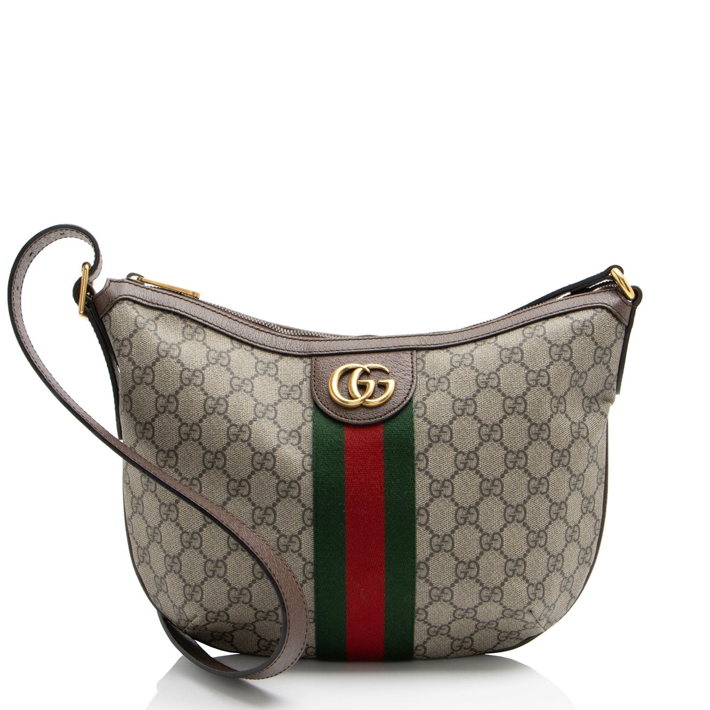 Gucci GG Supreme Ophidia SHF-RRso8K Leather Canvas Nylon Brown Shoulder Bag