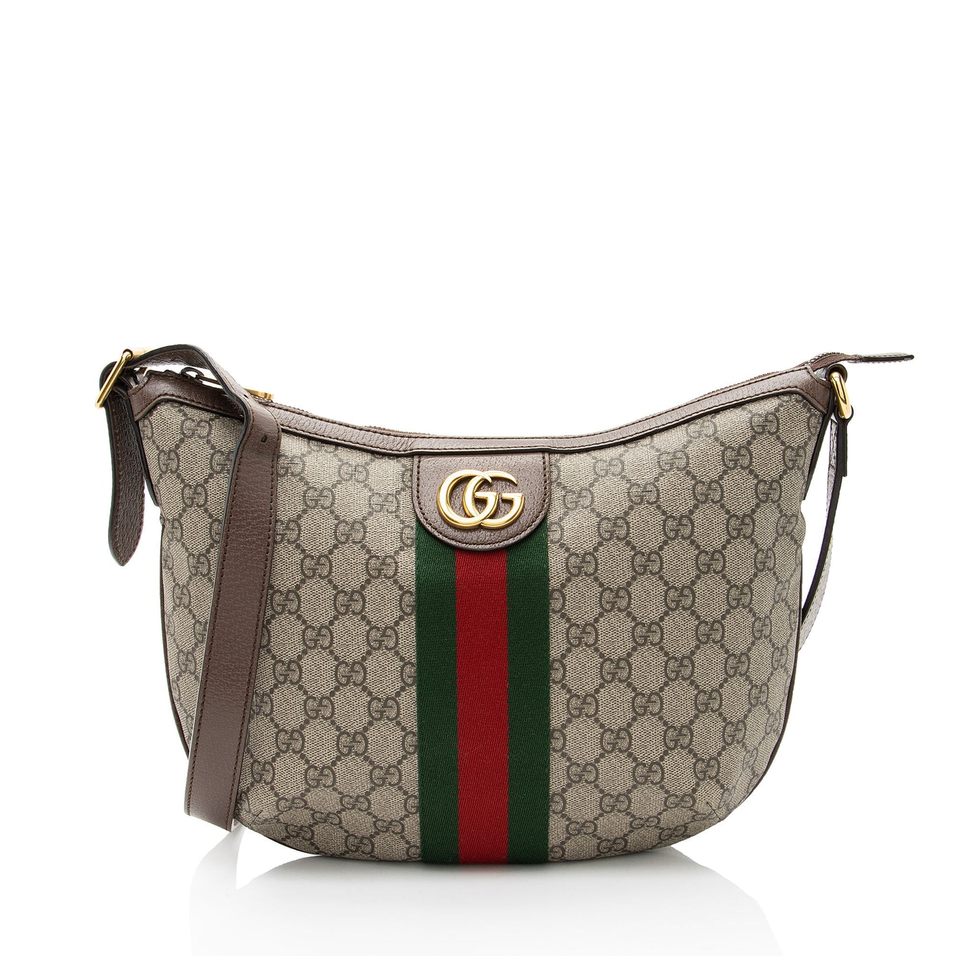 Gucci GG Supreme Ophidia Leather Canvas Nylon Brown Shoulder Bag