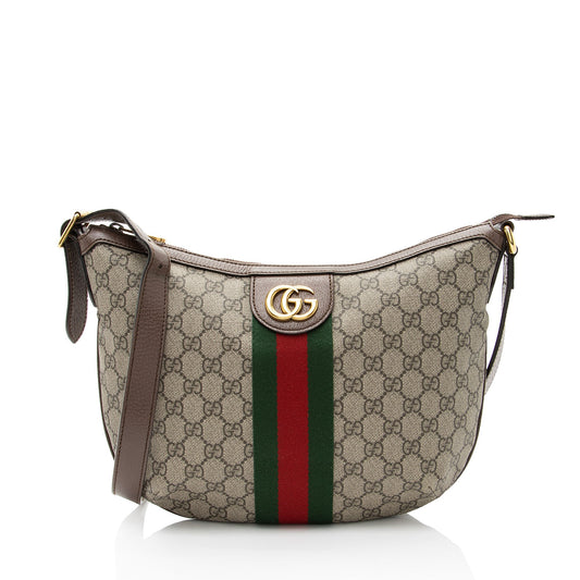 Gucci GG Supreme Ophidia Leather Canvas Nylon Brown Shoulder Bag