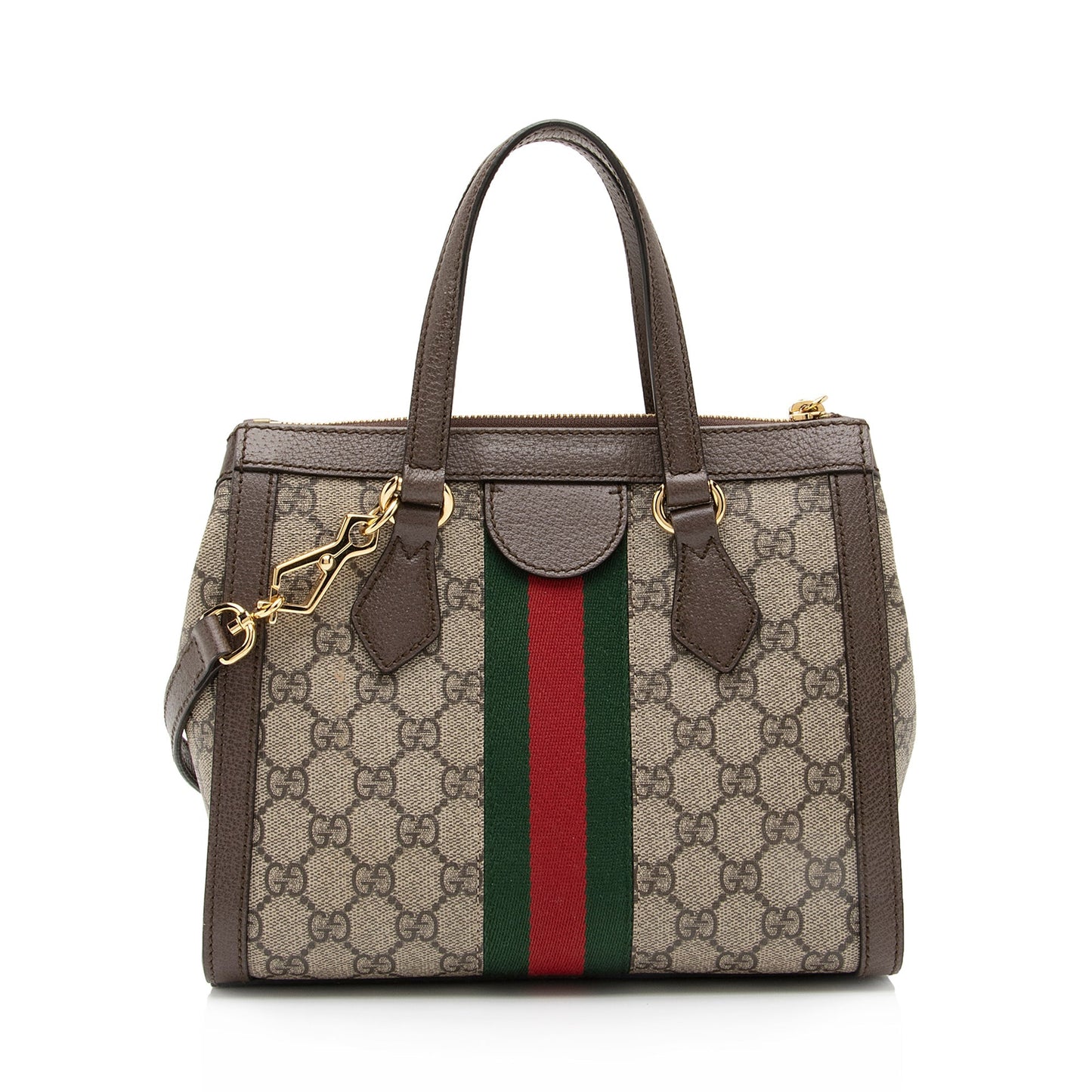 Gucci GG Supreme Ophidia SHF Leather Canvas Nylon Brown Tote Bag